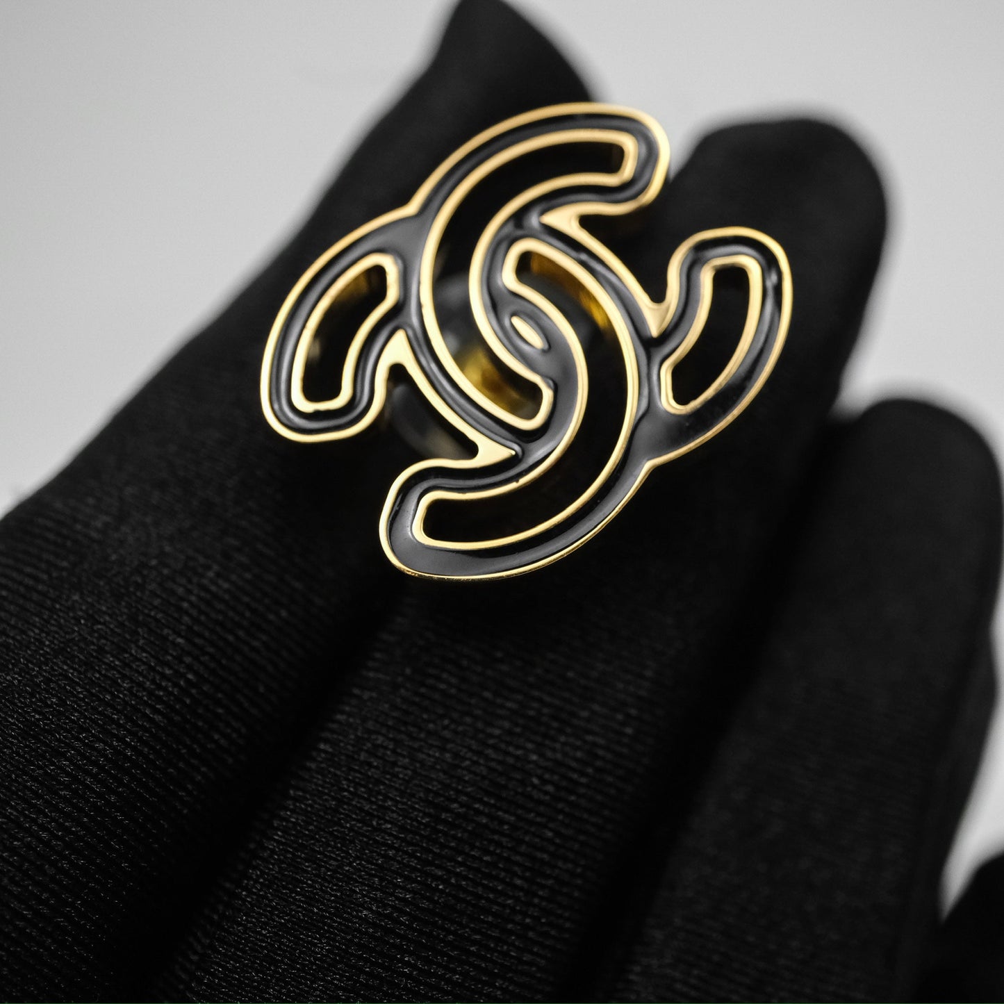 Chanel CC Black Resin Earrings Gold Tone 24A