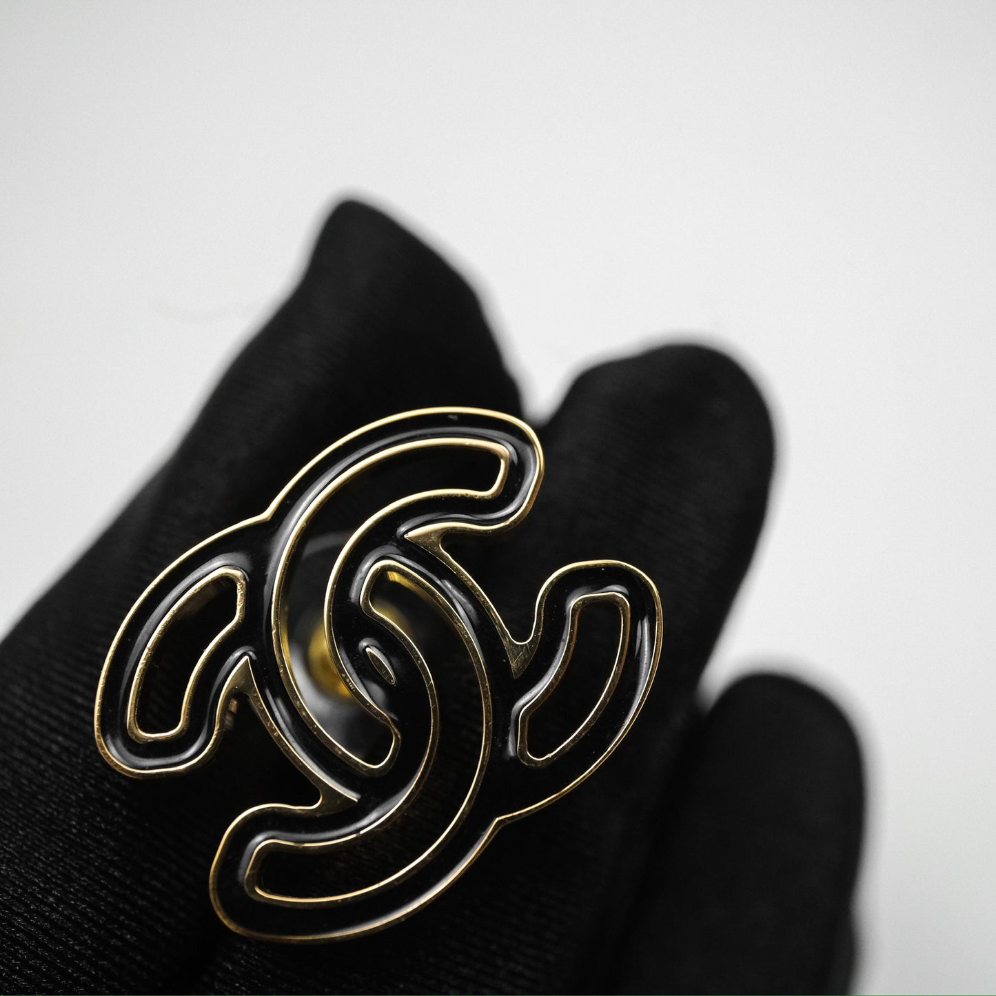 Chanel CC Black Resin Earrings Gold Tone 24A