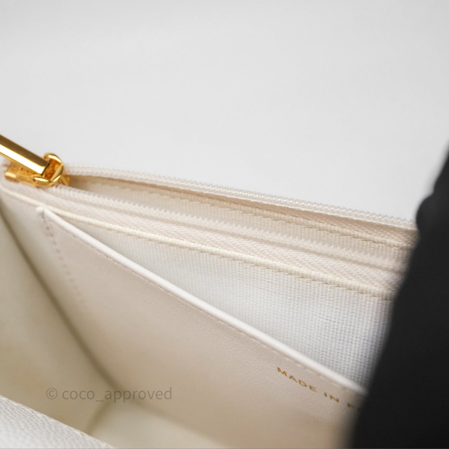 Chanel Quilted Classic Poker Wallet on Chain WOC White Caviar Gold Hardware
