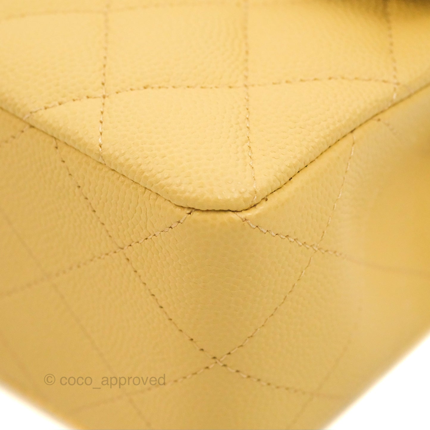 Chanel Small Classic Quilted Flap Yellow Caviar Gold Hardware