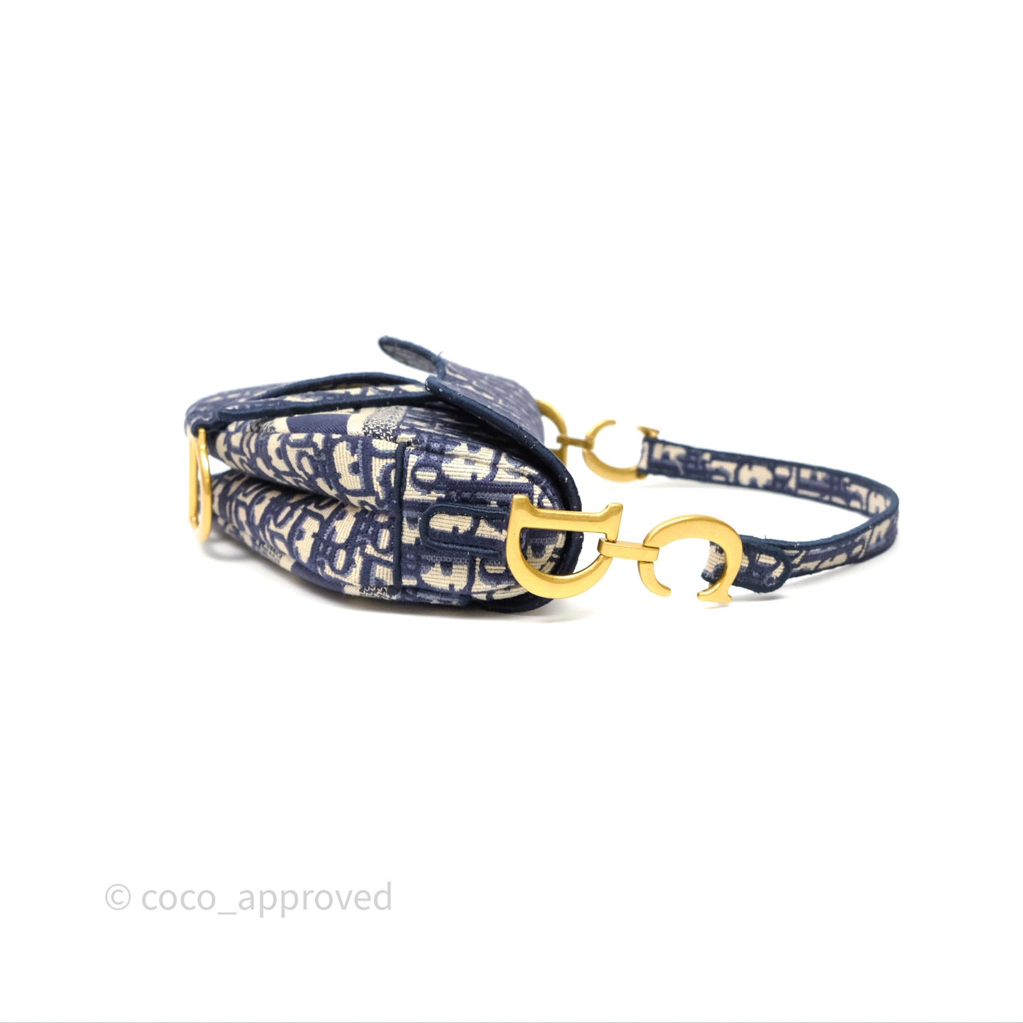 Christian Dior Saddle Bag Navy Dior Oblique Embroidery Gold Hardware