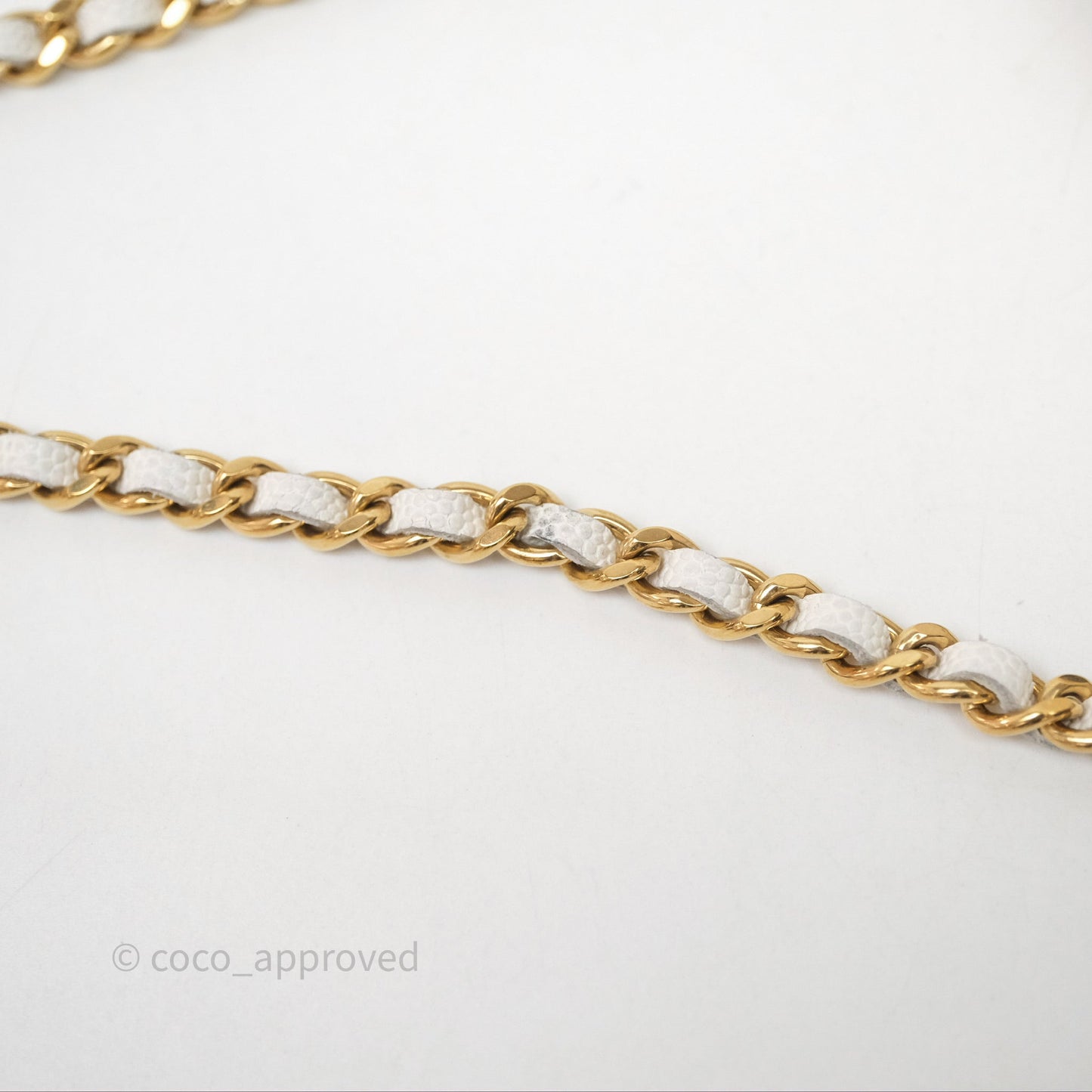 Chanel Quilted Classic Poker Wallet on Chain WOC White Caviar Gold Hardware