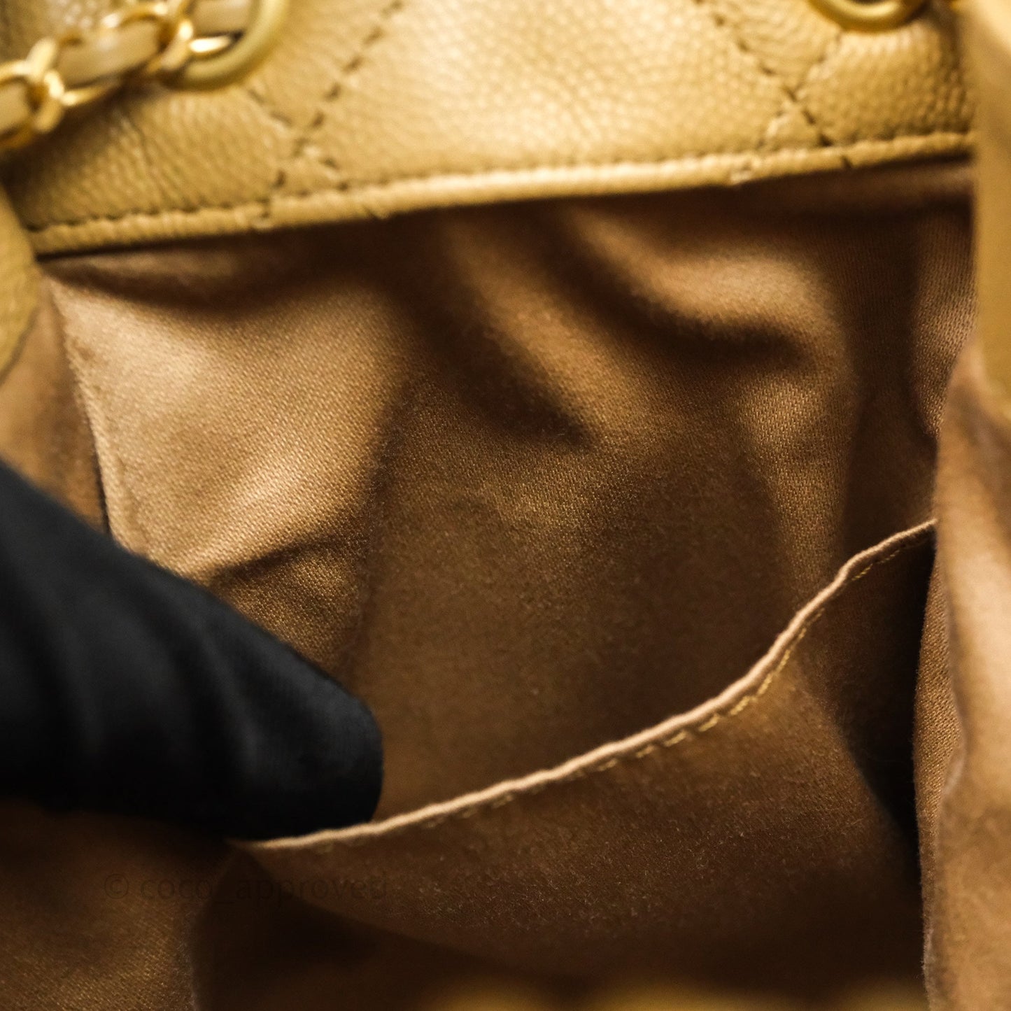 Chanel 25 Small Beige Caviar Aged Gold Hardware