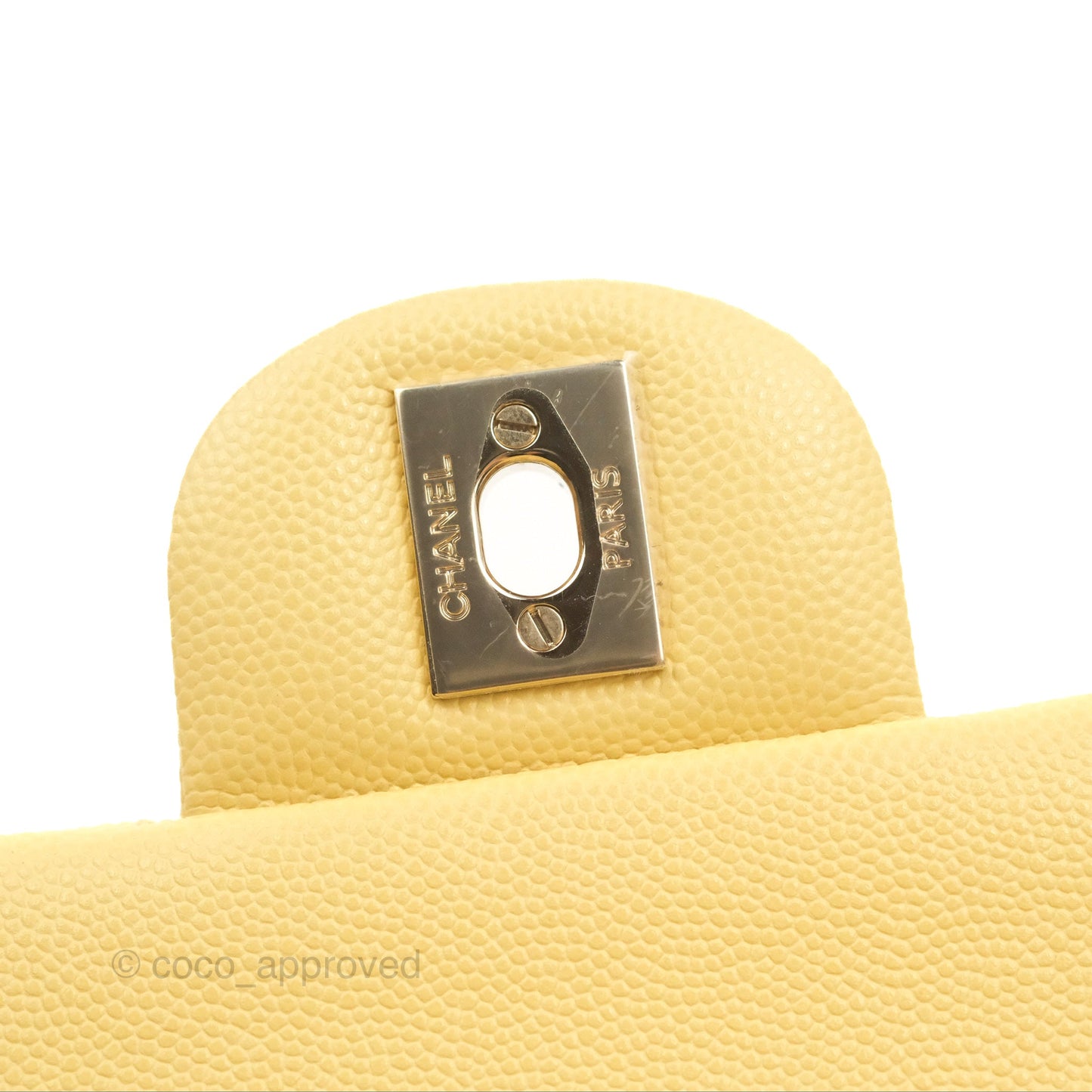 Chanel Small Classic Quilted Flap Yellow Caviar Gold Hardware