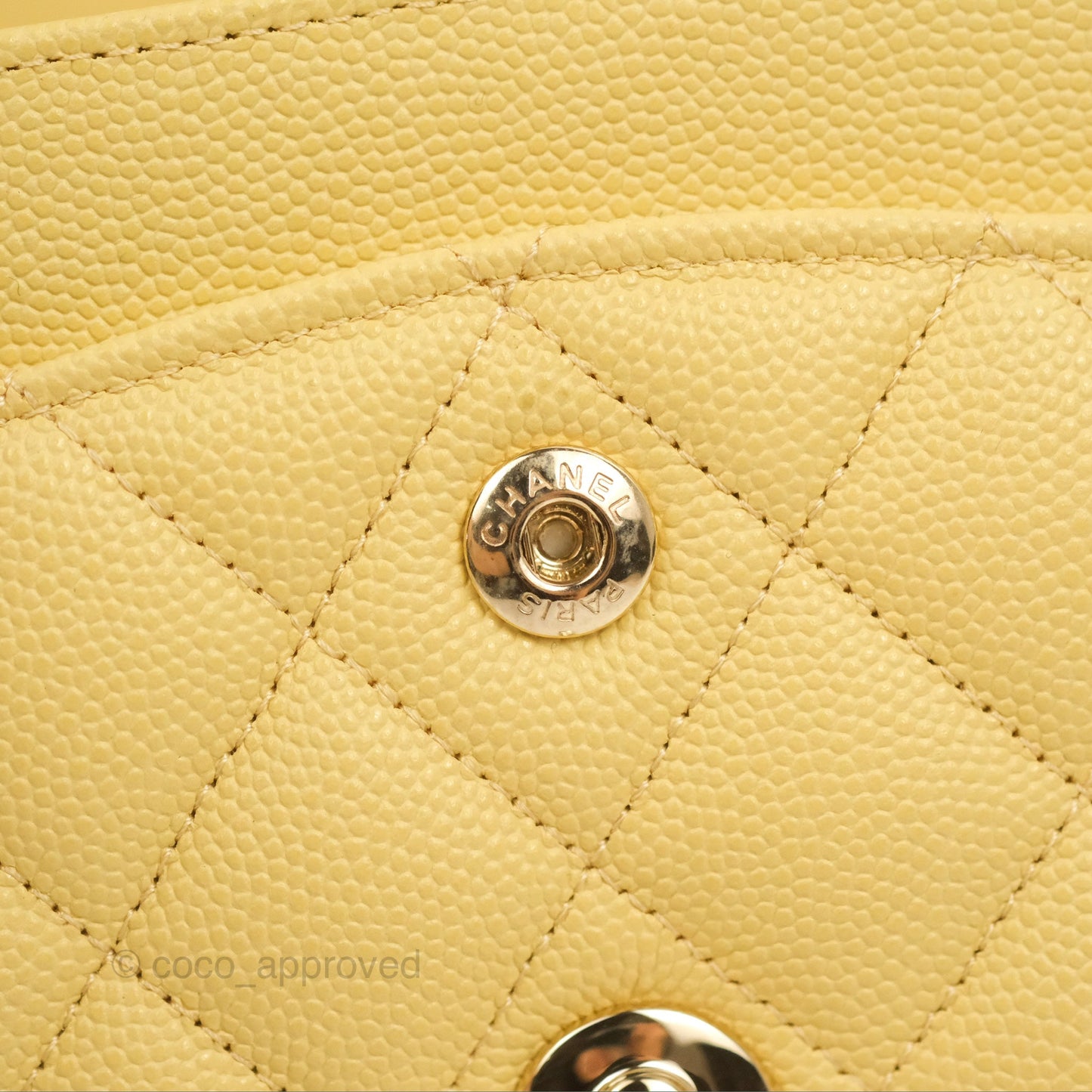 Chanel Small Classic Quilted Flap Yellow Caviar Gold Hardware