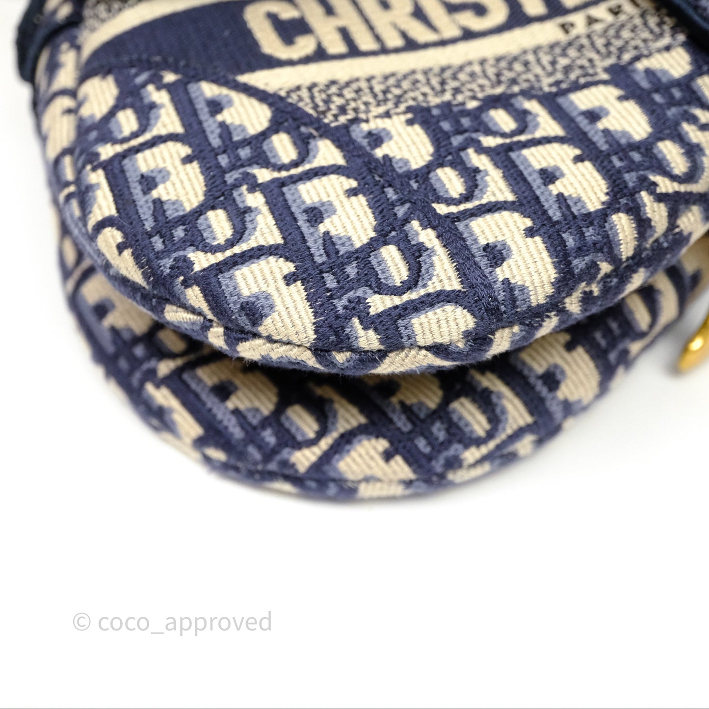 Christian Dior Saddle Bag Navy Dior Oblique Embroidery Gold Hardware