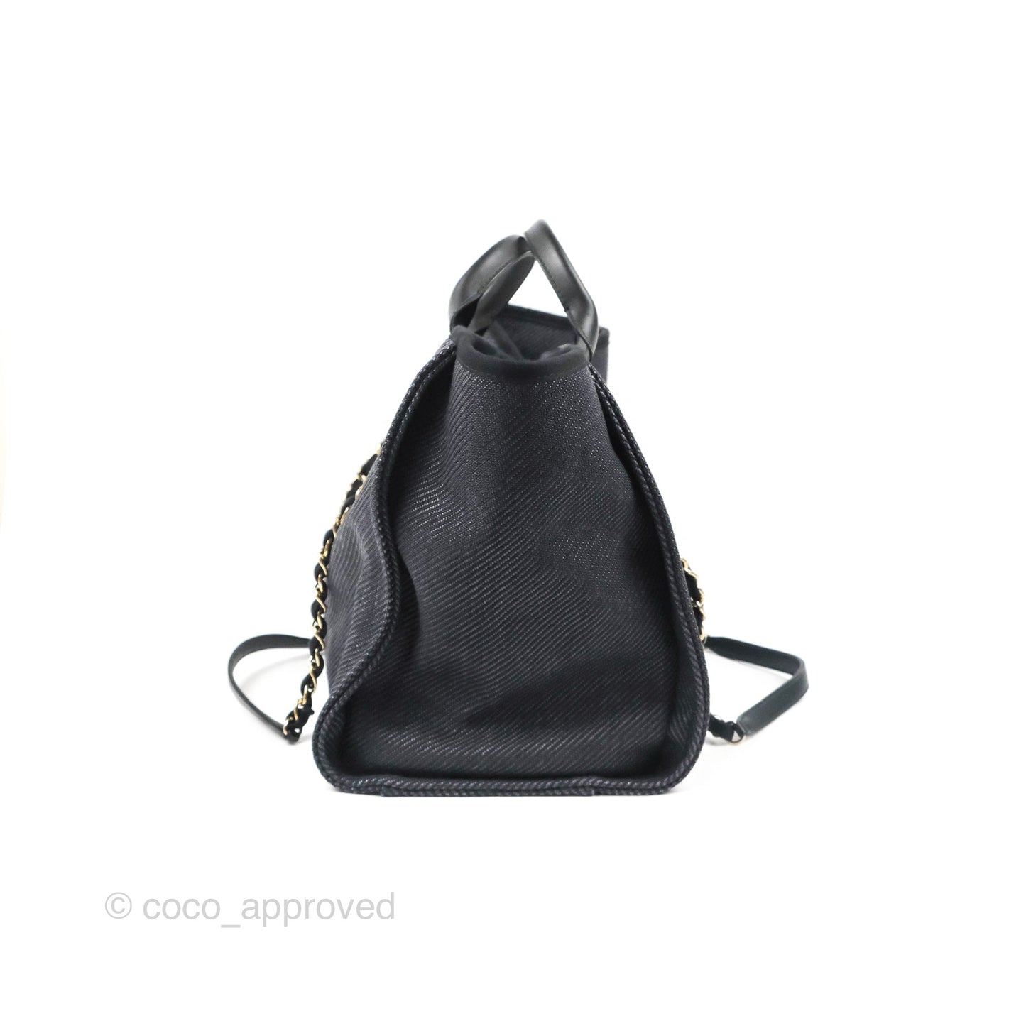 Chanel Large Deauville Charcoal Grey Canvas Light Gold Hardware