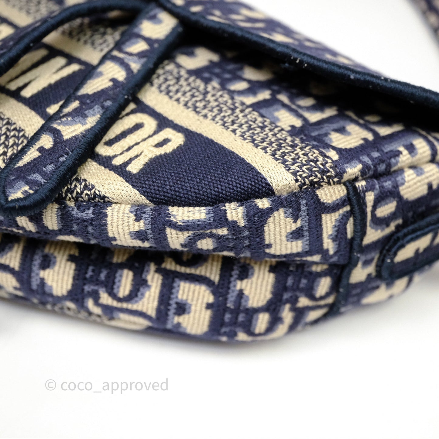 Christian Dior Saddle Bag Navy Dior Oblique Embroidery Gold Hardware