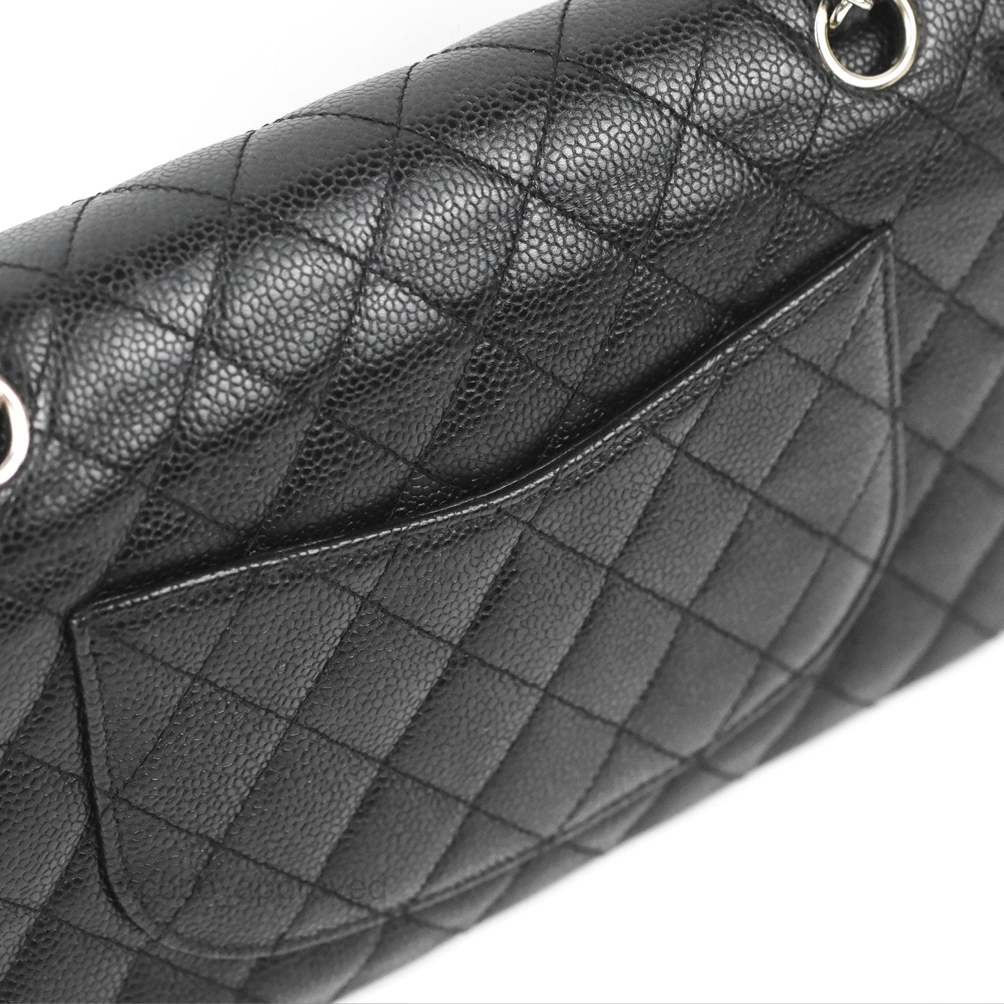 Chanel Classic M/L Medium Flap Quilted Black Caviar Silver Hardware