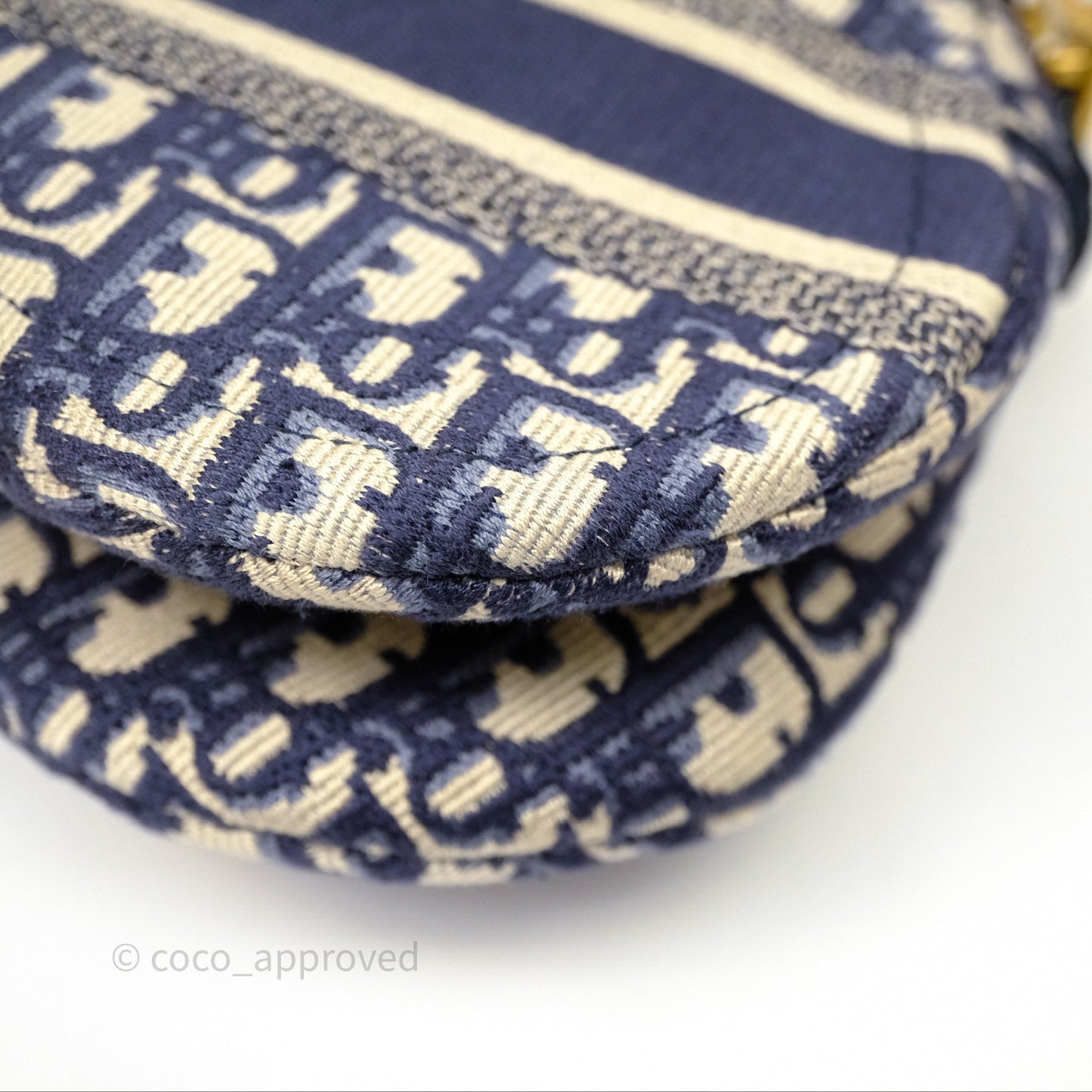 Christian Dior Saddle Bag Navy Dior Oblique Embroidery Gold Hardware