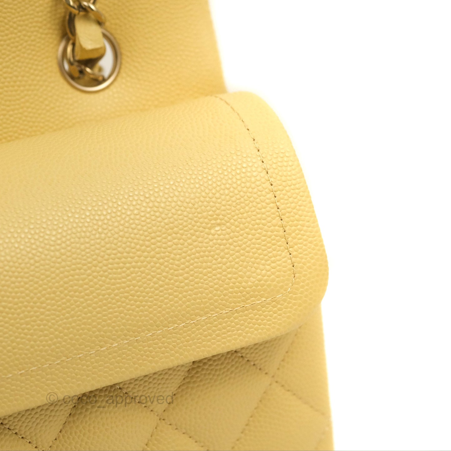 Chanel Small Classic Quilted Flap Yellow Caviar Gold Hardware