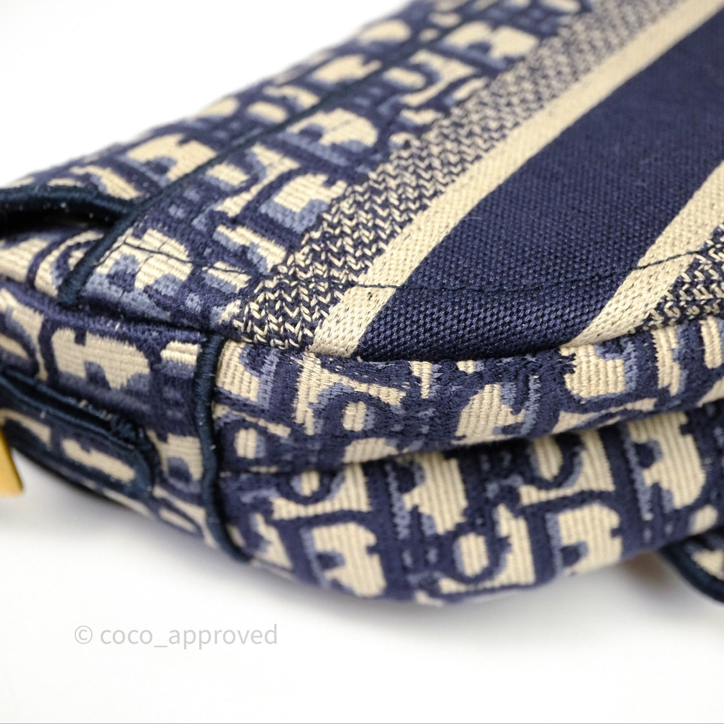 Christian Dior Saddle Bag Navy Dior Oblique Embroidery Gold Hardware