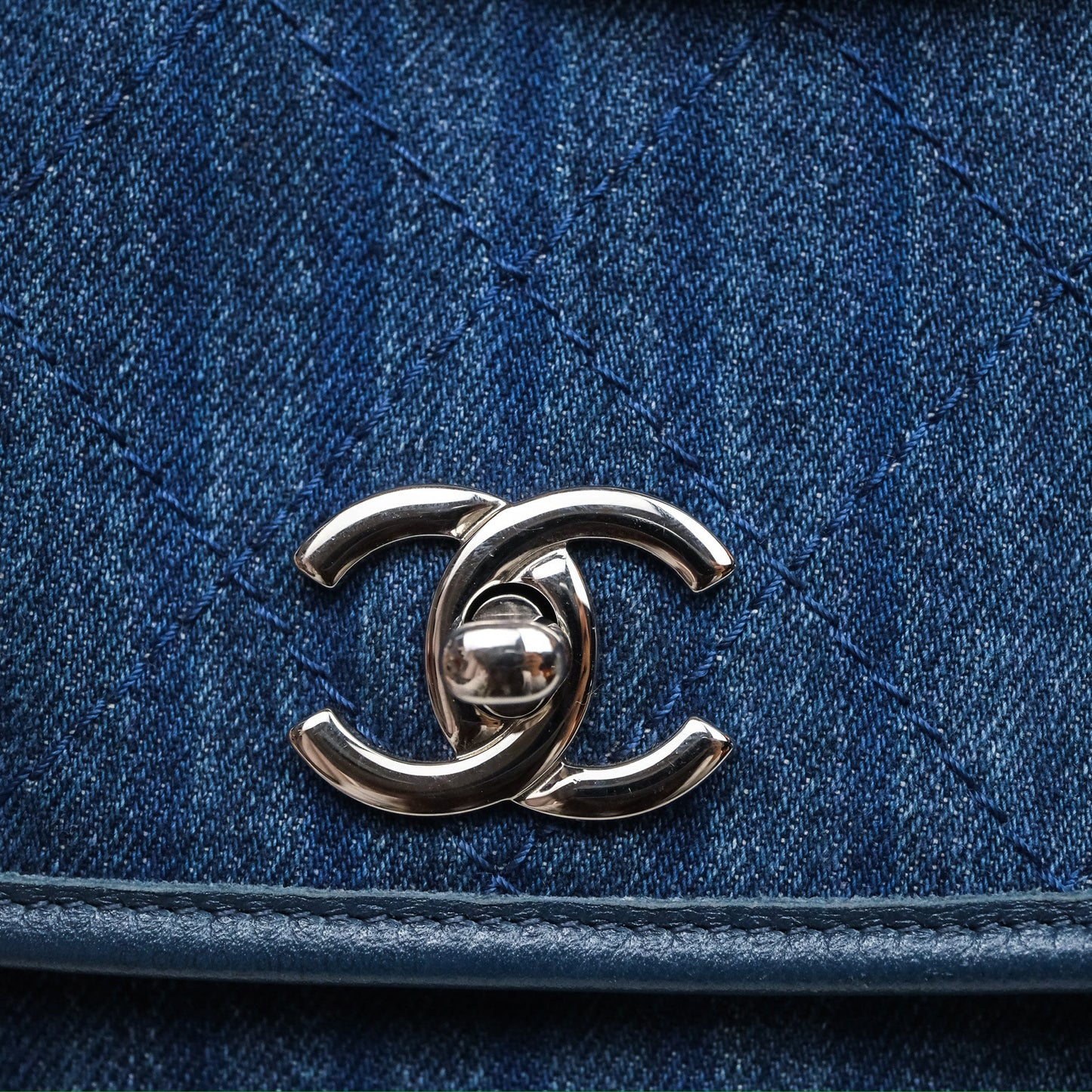 Chanel Denim Flap Bag Sliver Hardware