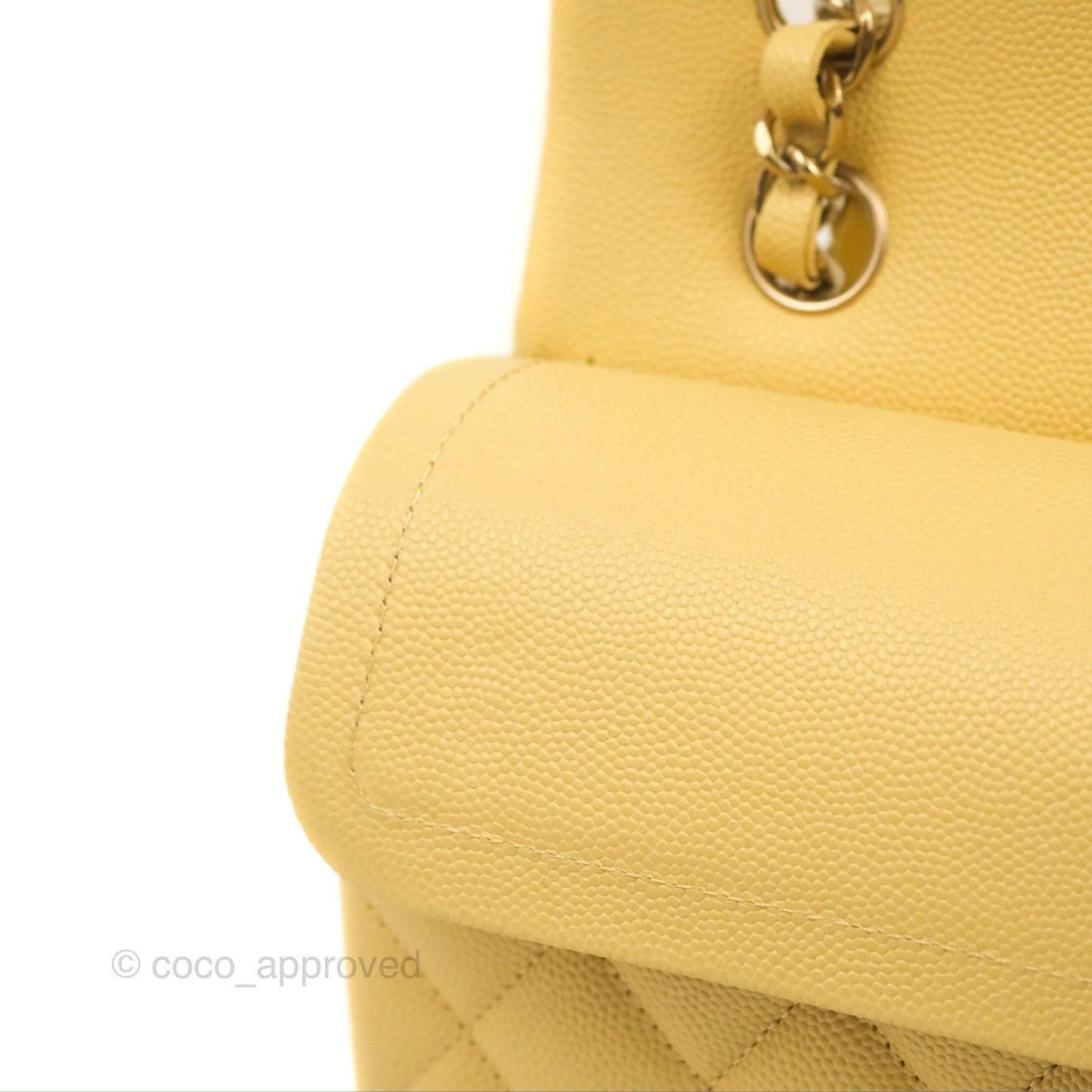 Chanel Small Classic Quilted Flap Yellow Caviar Gold Hardware