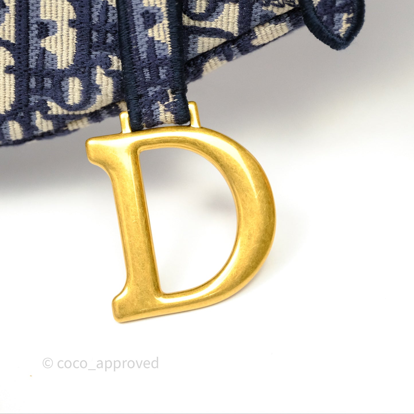 Christian Dior Saddle Bag Navy Dior Oblique Embroidery Gold Hardware
