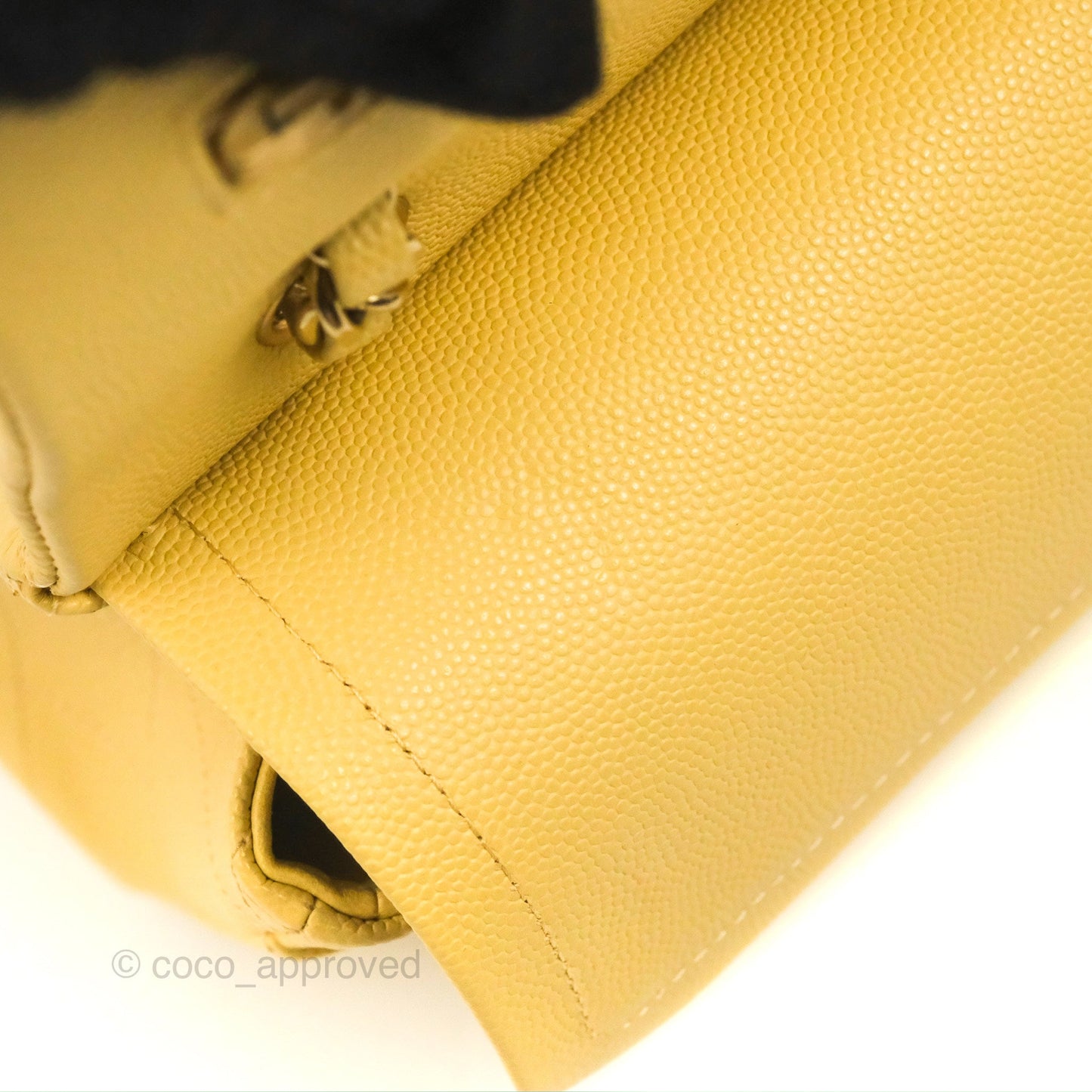 Chanel Small Classic Quilted Flap Yellow Caviar Gold Hardware