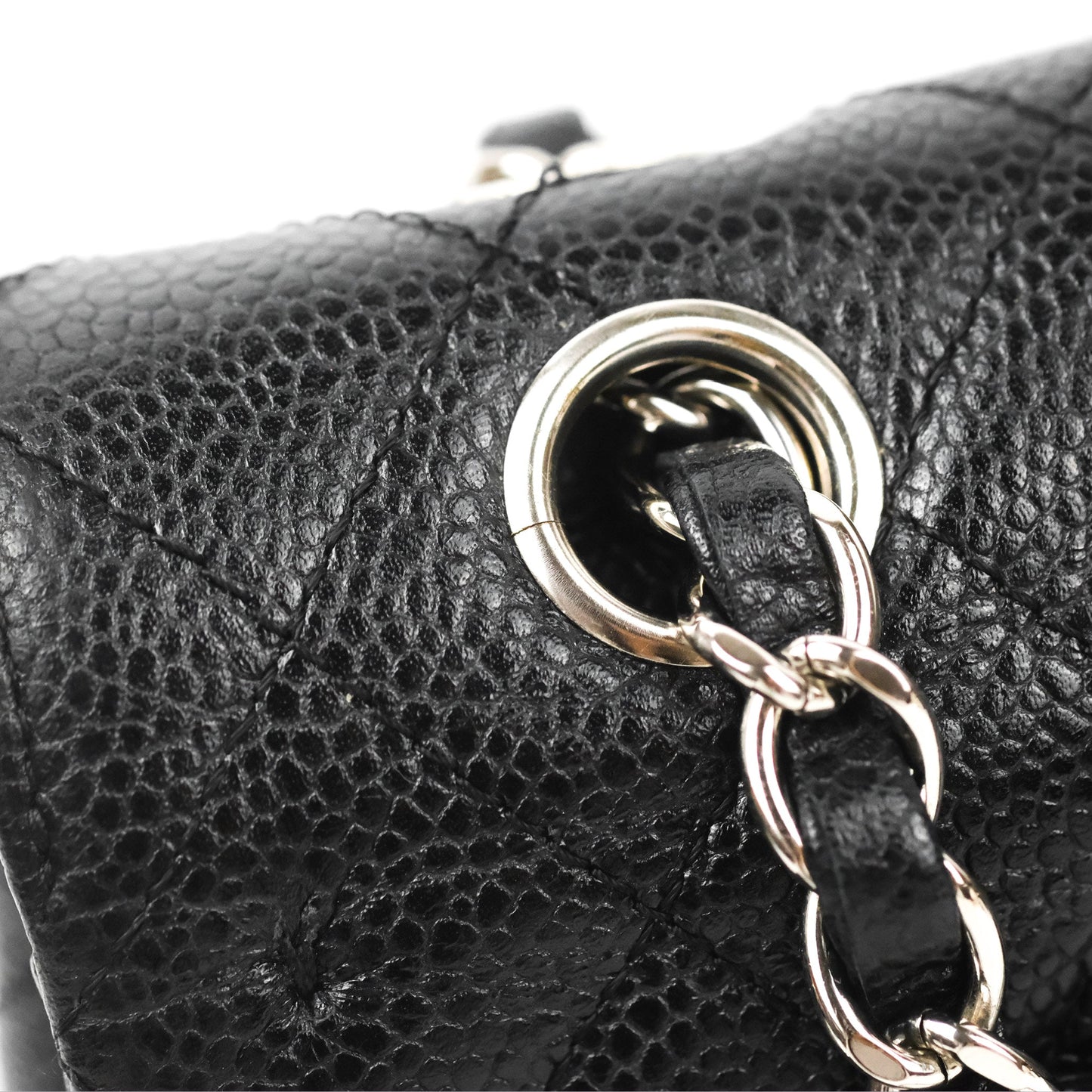Chanel Classic M/L Medium Flap Quilted Black Caviar Silver Hardware