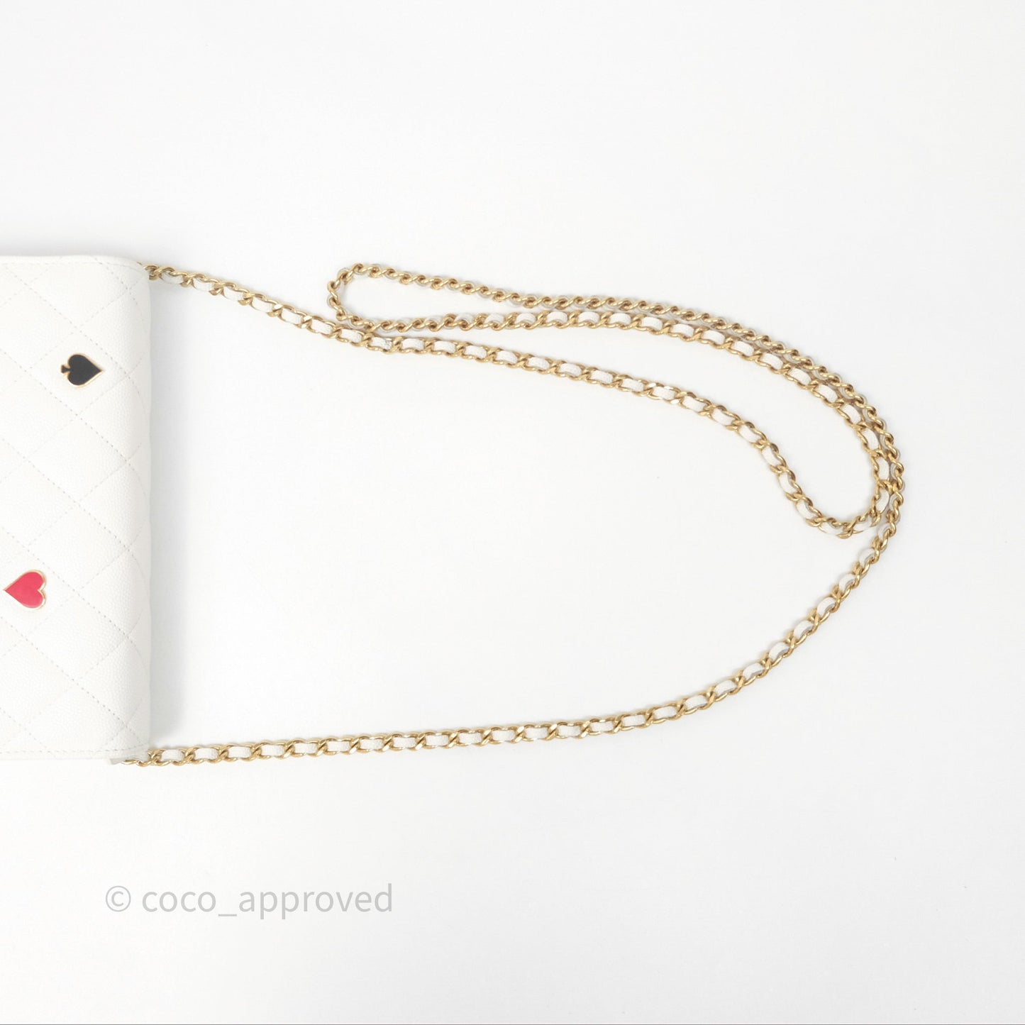 Chanel Quilted Classic Poker Wallet on Chain WOC White Caviar Gold Hardware