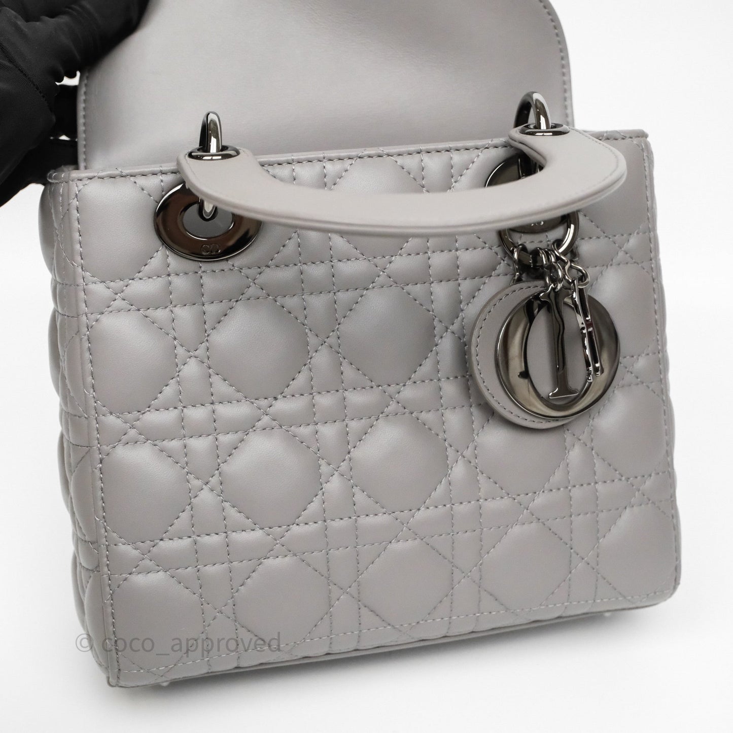 Christian Dior Small Lady Dior My ABCDior Bag Steel Grey Cannage Lambskin
