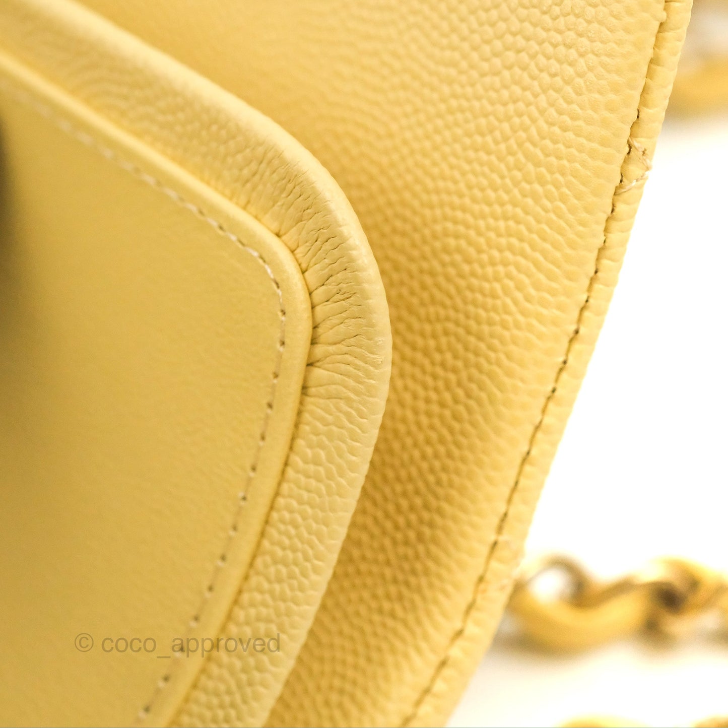 Chanel Small Classic Quilted Flap Yellow Caviar Gold Hardware