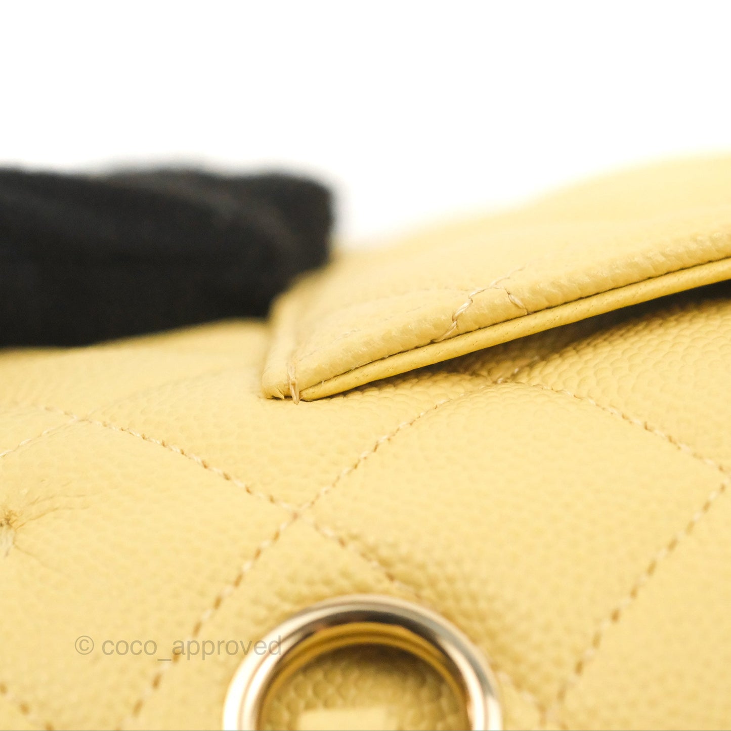 Chanel Small Classic Quilted Flap Yellow Caviar Gold Hardware