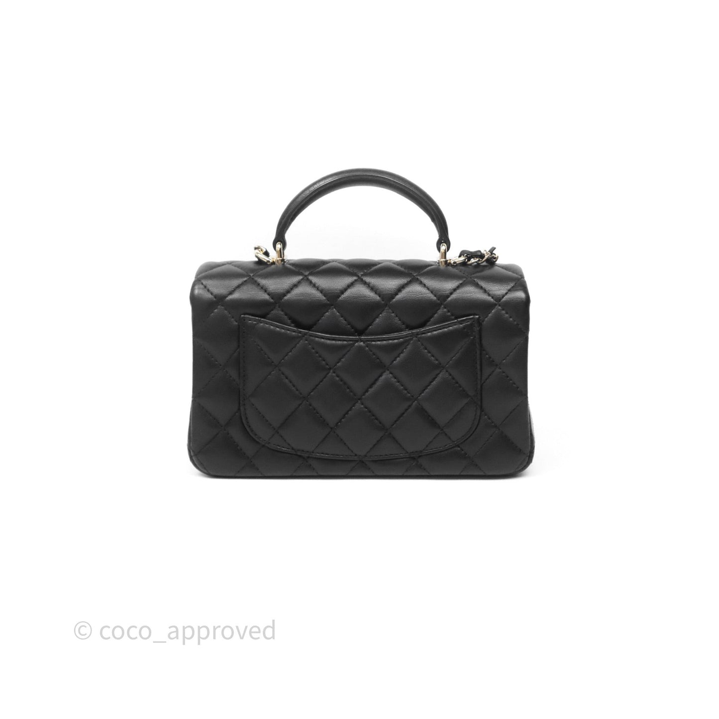 Chanel Top Handle Mini Rectangular Flap Bag Black Lambskin Gold Hardware