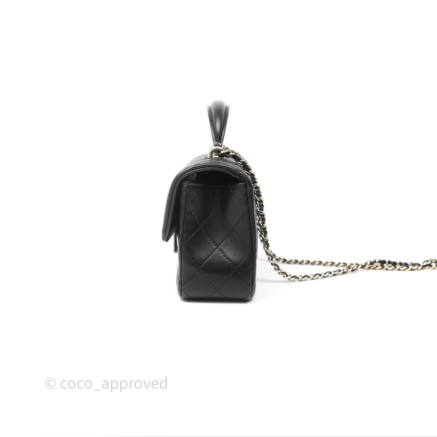 Chanel Top Handle Mini Rectangular Flap Bag Black Lambskin Gold Hardware
