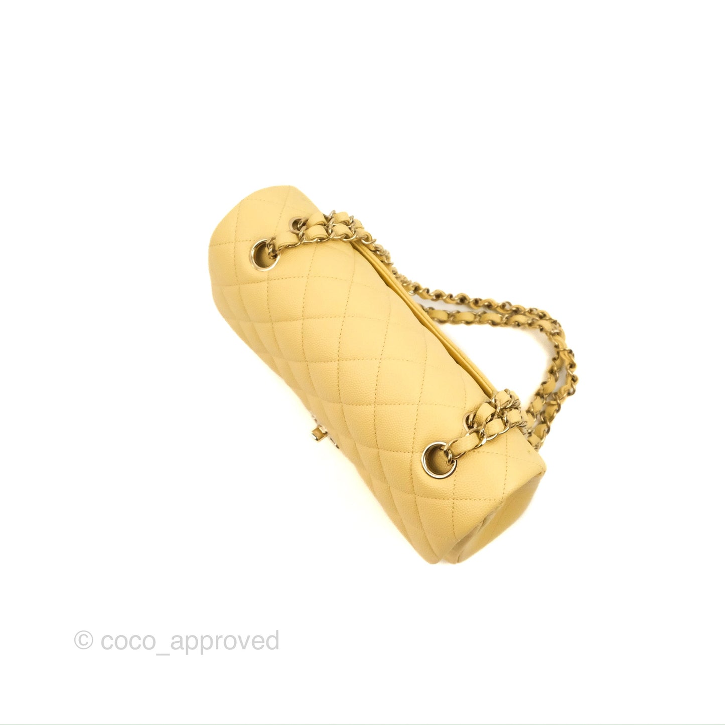 Chanel Small Classic Quilted Flap Yellow Caviar Gold Hardware