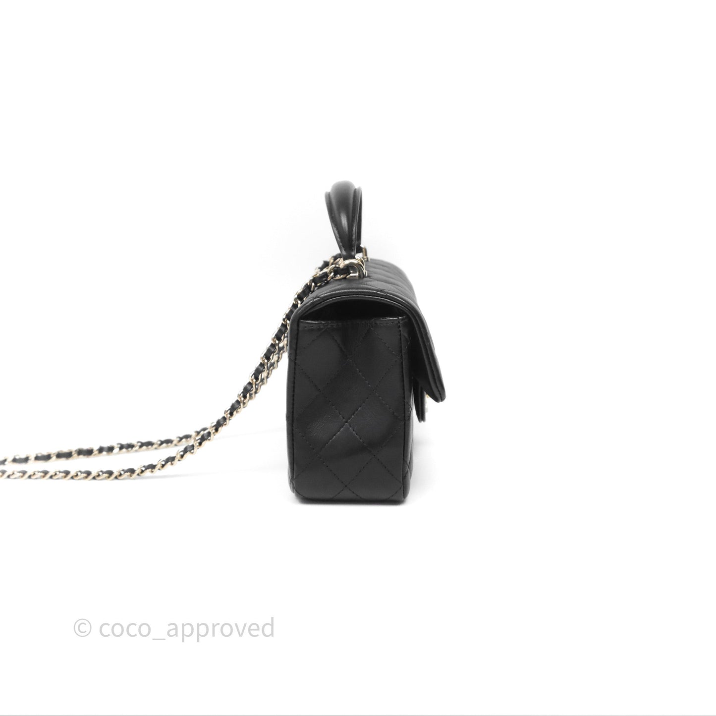 Chanel Top Handle Mini Rectangular Flap Bag Black Lambskin Gold Hardware
