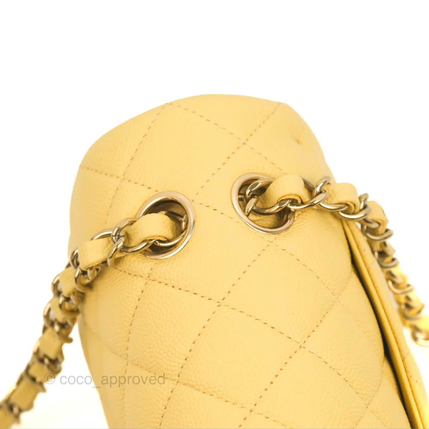 Chanel Small Classic Quilted Flap Yellow Caviar Gold Hardware