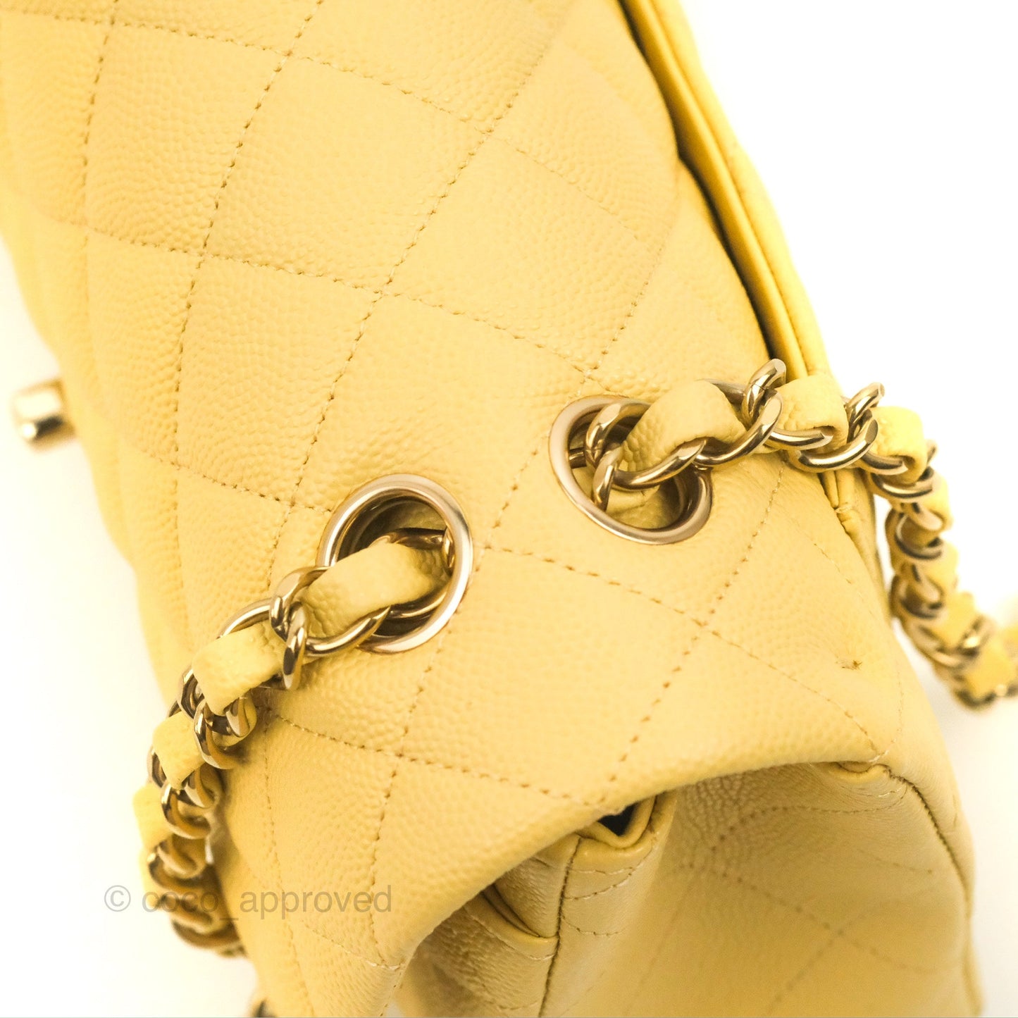 Chanel Small Classic Quilted Flap Yellow Caviar Gold Hardware