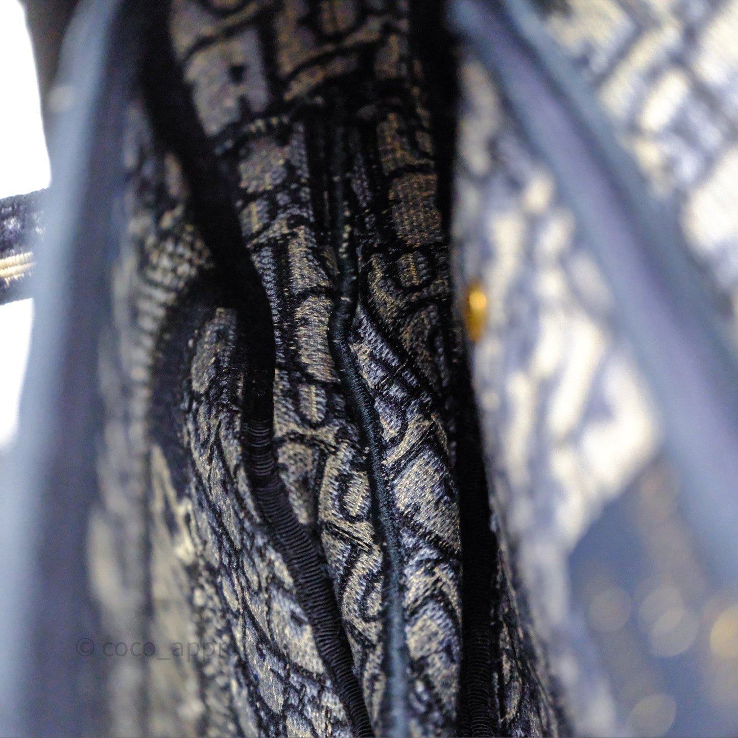 Christian Dior Saddle Bag Navy Dior Oblique Embroidery Gold Hardware