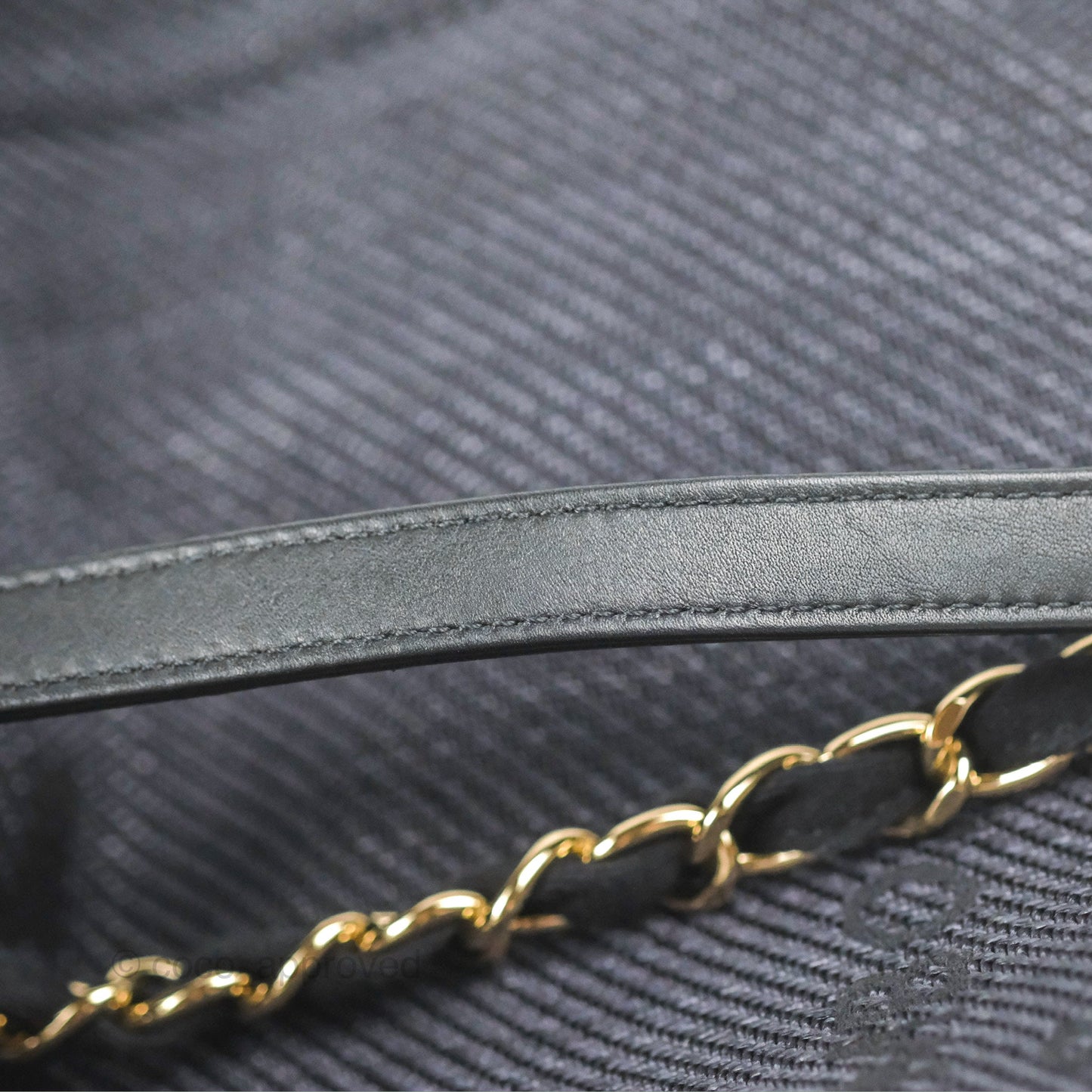 Chanel Large Deauville Charcoal Grey Canvas Light Gold Hardware