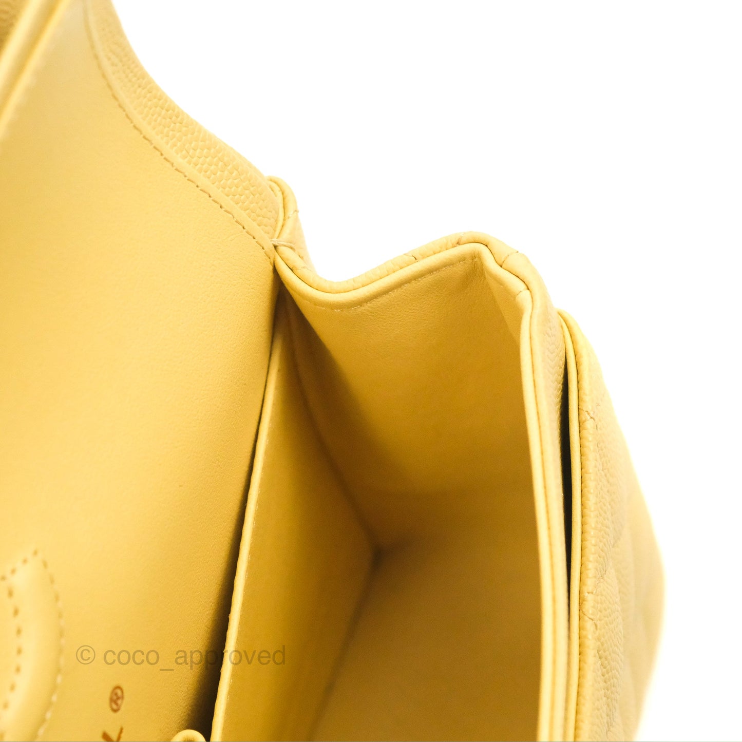 Chanel Small Classic Quilted Flap Yellow Caviar Gold Hardware