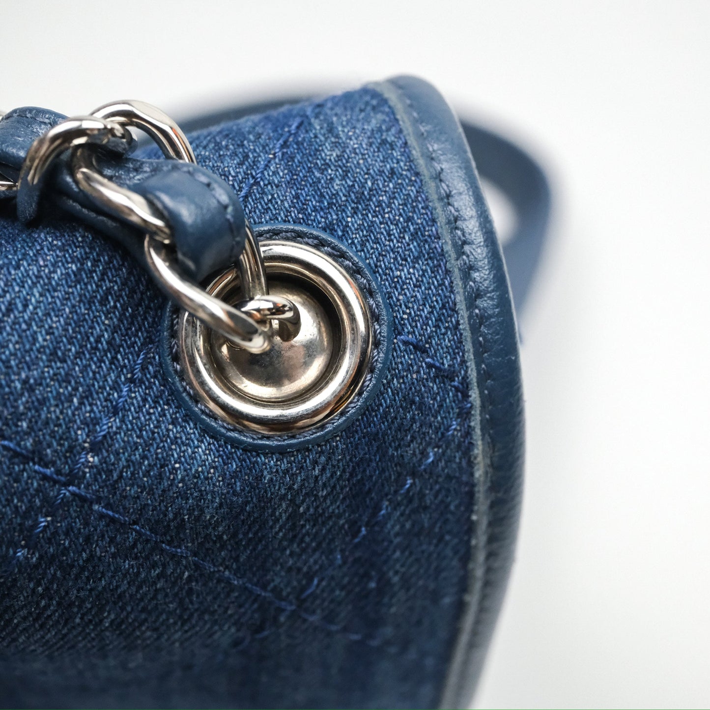 Chanel Denim Flap Bag Sliver Hardware