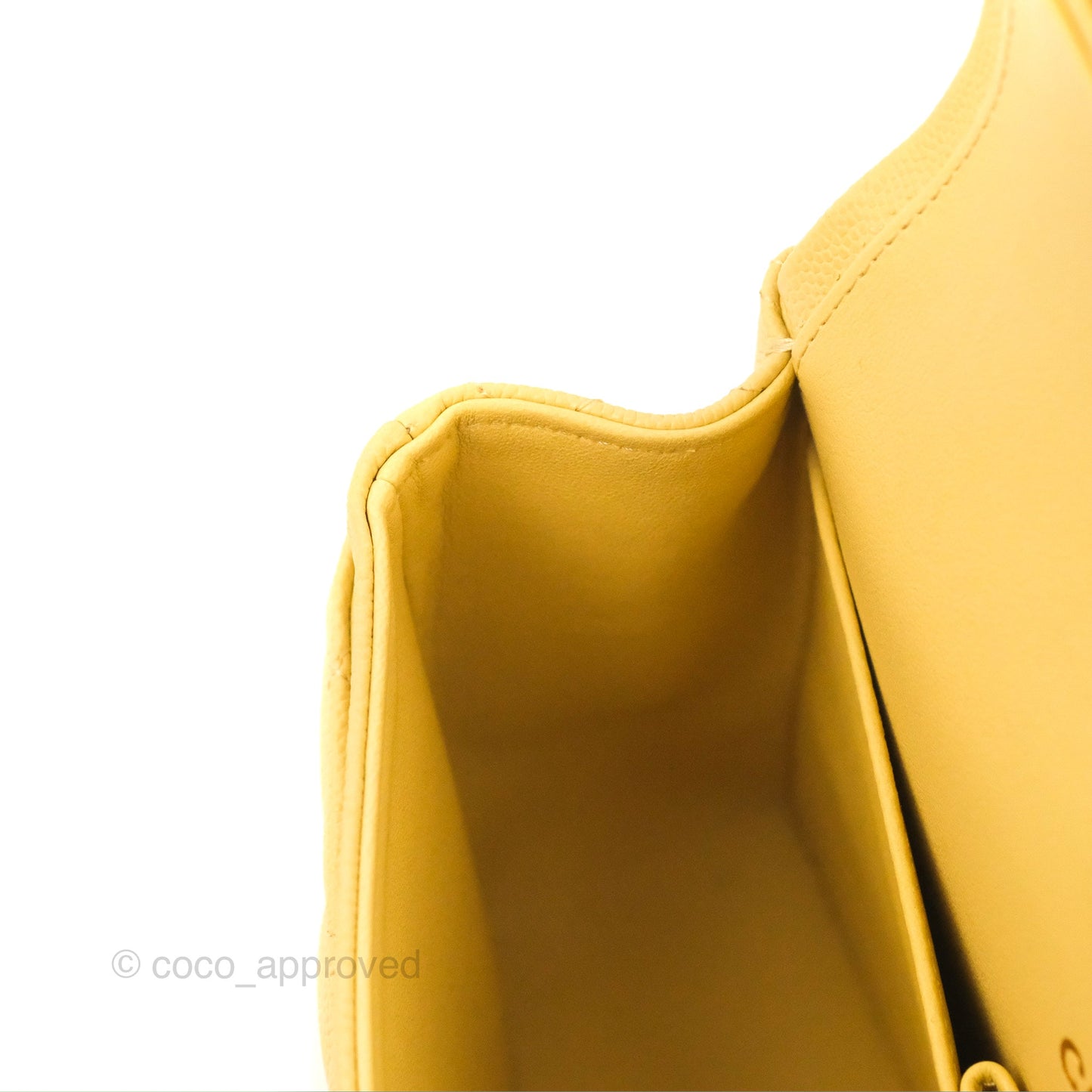 Chanel Small Classic Quilted Flap Yellow Caviar Gold Hardware