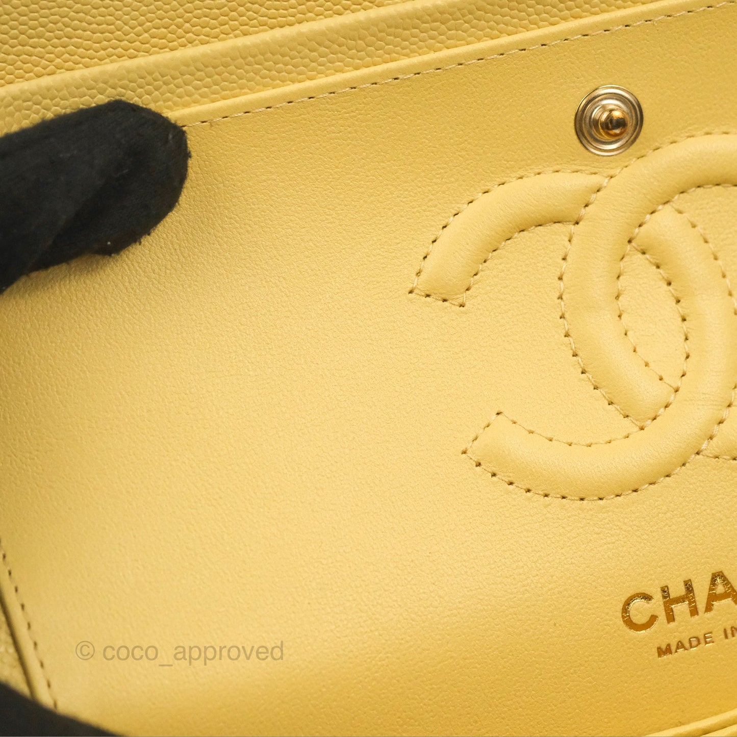 Chanel Small Classic Quilted Flap Yellow Caviar Gold Hardware
