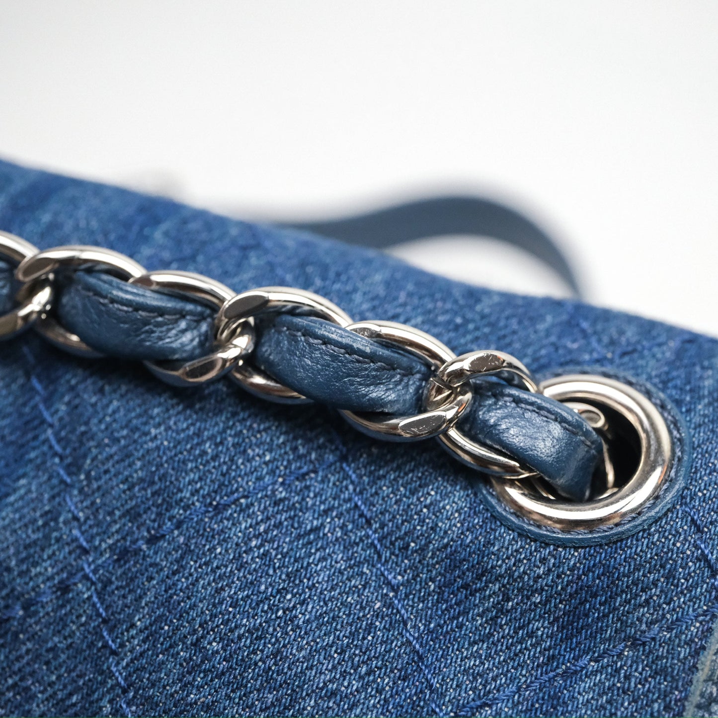 Chanel Denim Flap Bag Sliver Hardware