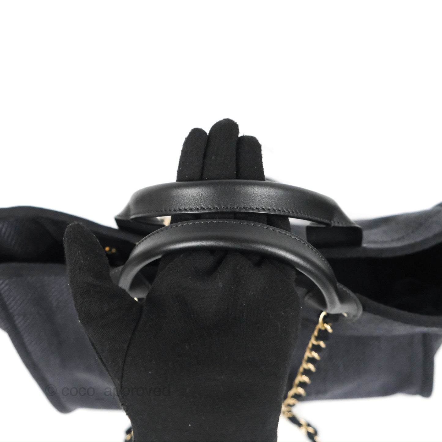 Chanel Large Deauville Charcoal Grey Canvas Light Gold Hardware