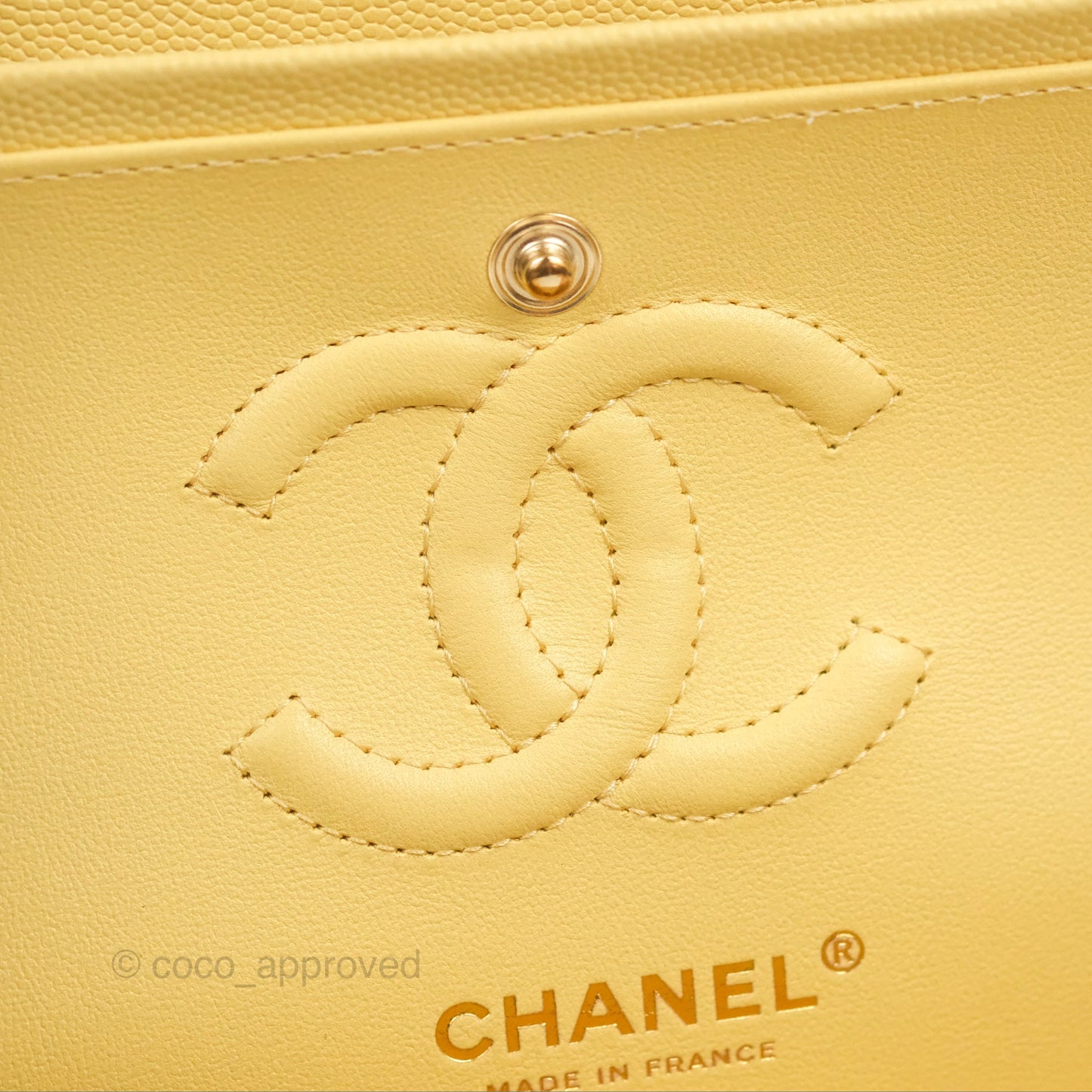 Chanel Small Classic Quilted Flap Yellow Caviar Gold Hardware