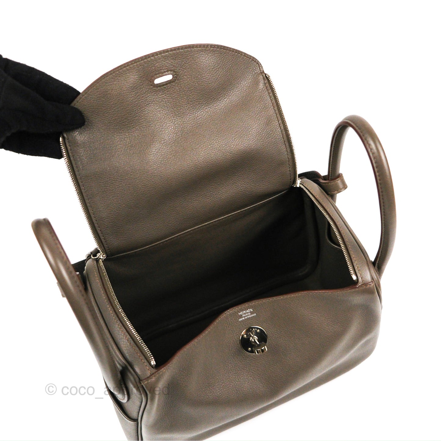 Hermès Lindy 26 Etain Evercolor Palladium Hardware