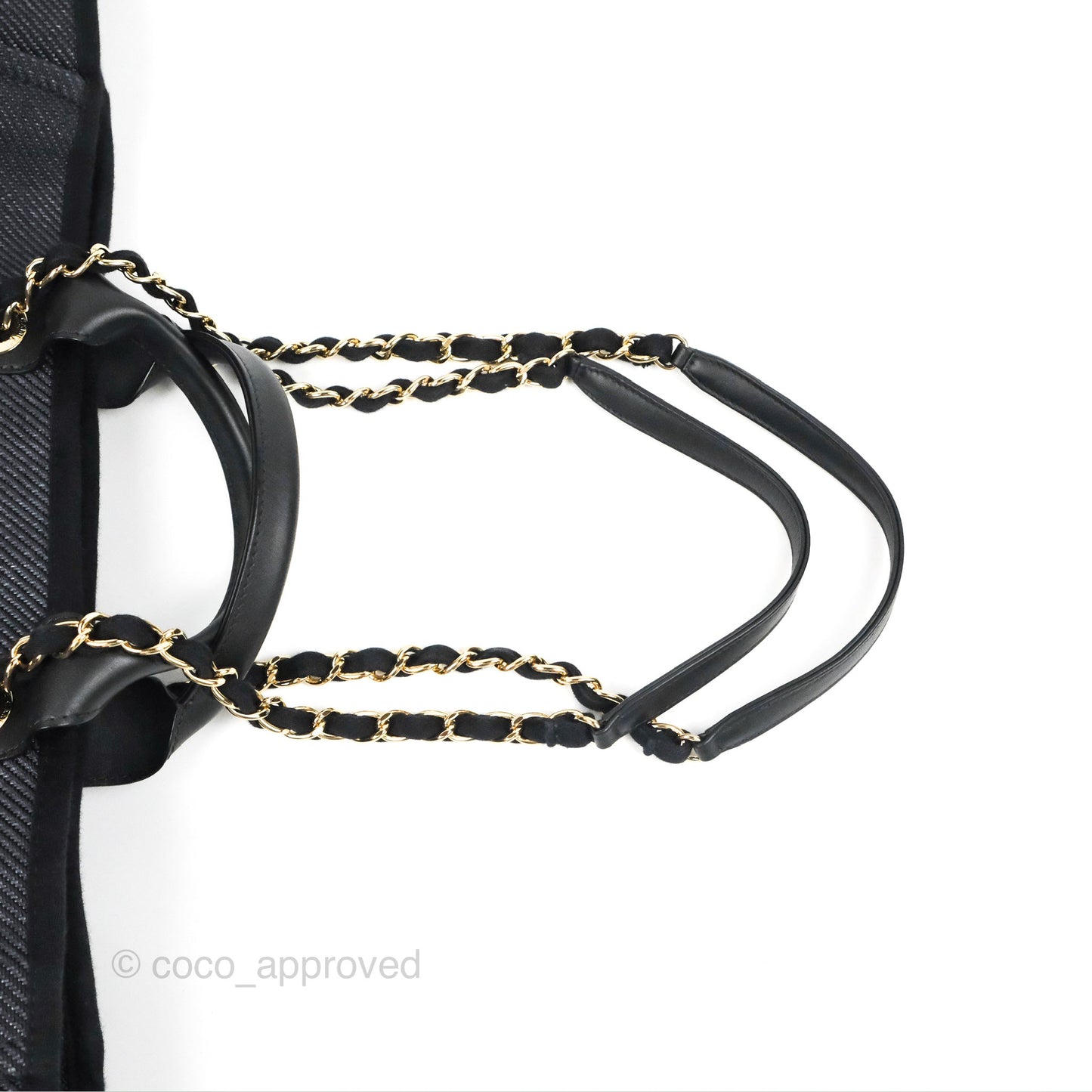 Chanel Large Deauville Charcoal Grey Canvas Light Gold Hardware