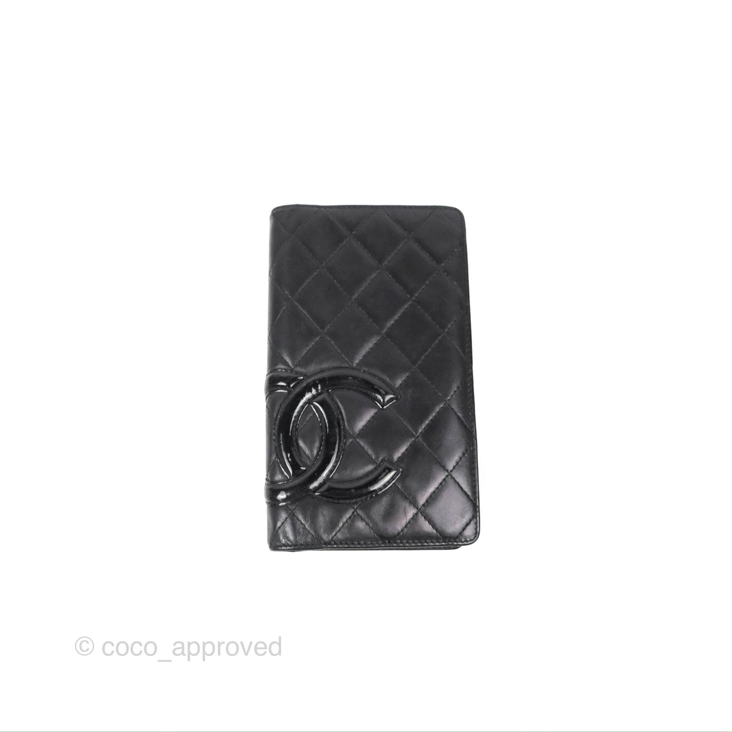 Chanel Quilted Cambon Yen Wallet Black Calfskin Silver Hardware