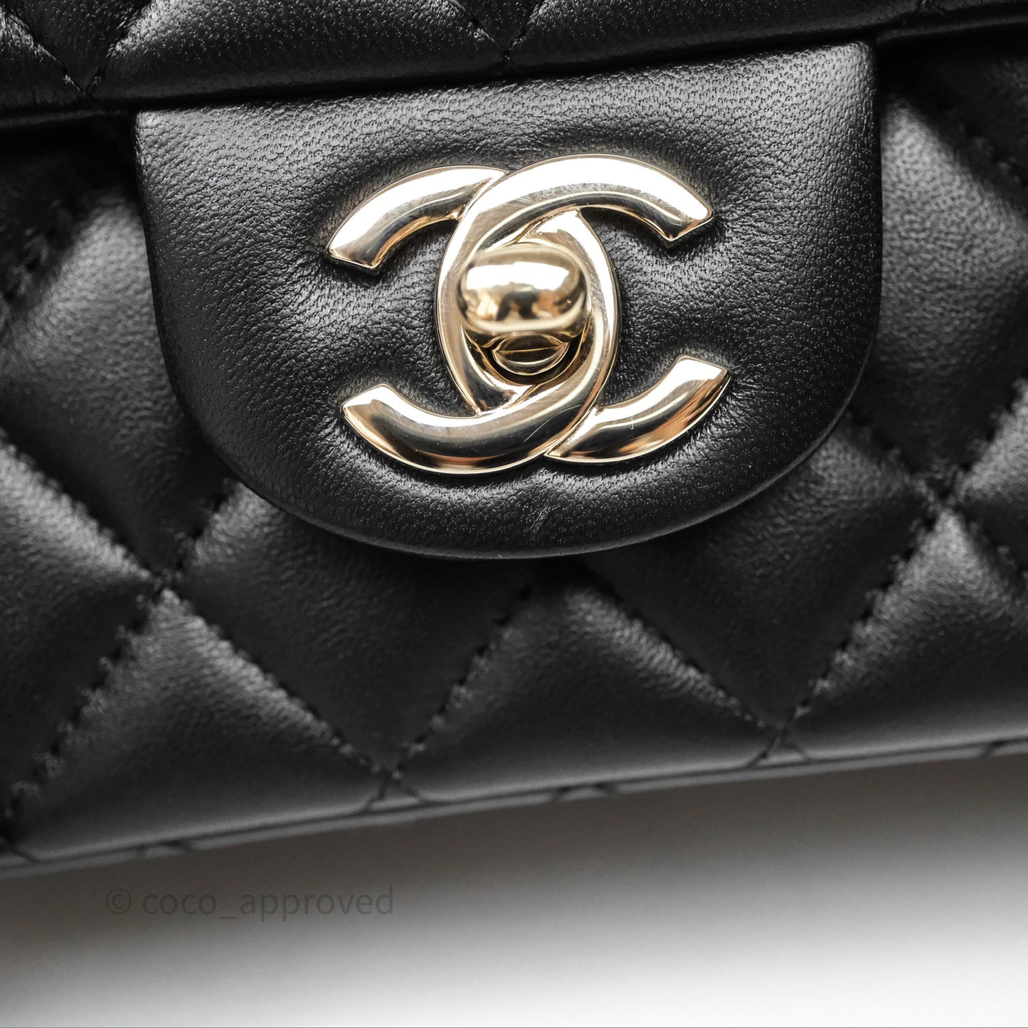 Chanel Top Handle Mini Rectangular Flap Bag Black Lambskin Gold Hardware