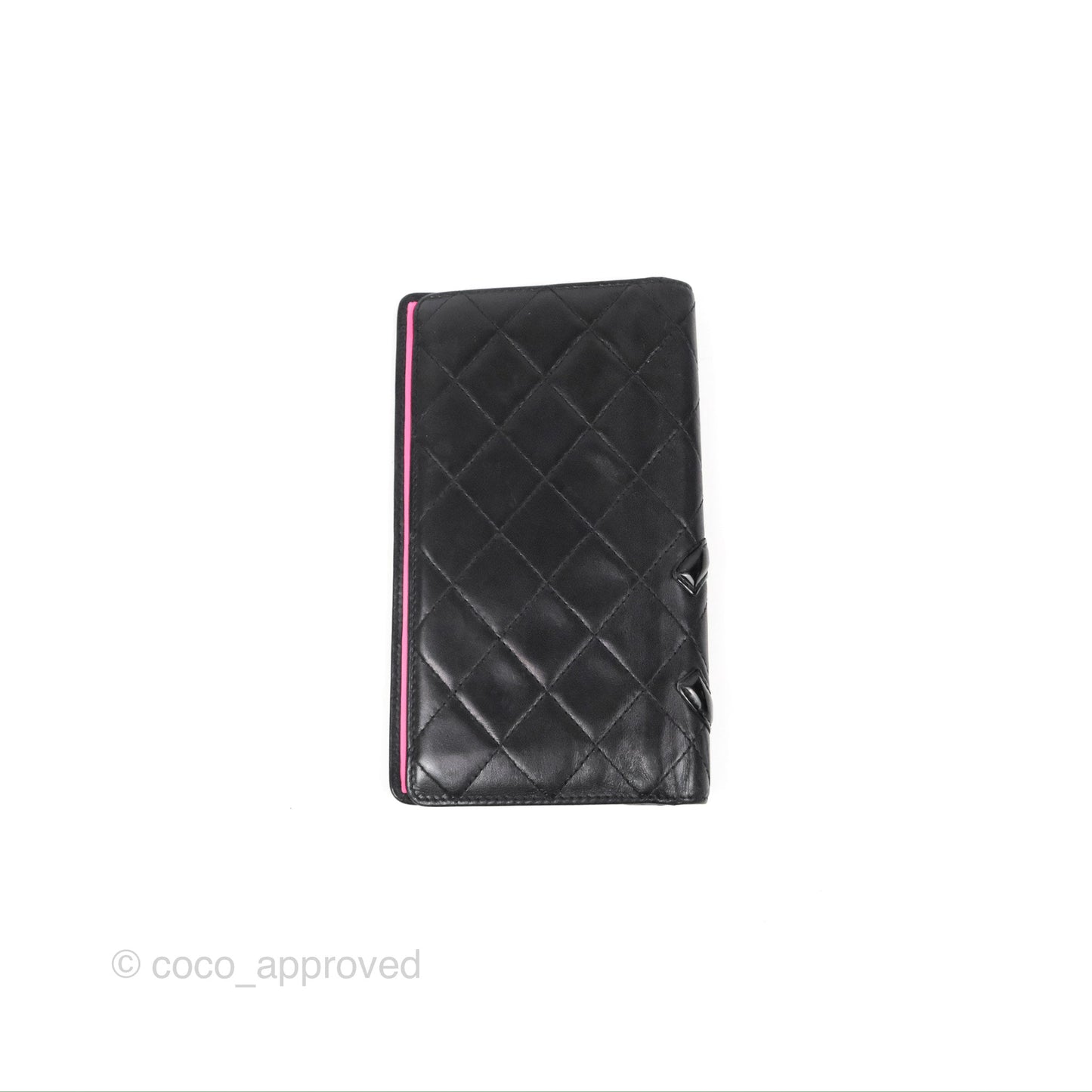 Chanel Quilted Cambon Yen Wallet Black Calfskin Silver Hardware