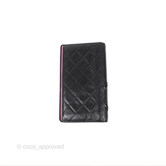 Chanel Quilted Cambon Yen Wallet Black Calfskin Silver Hardware