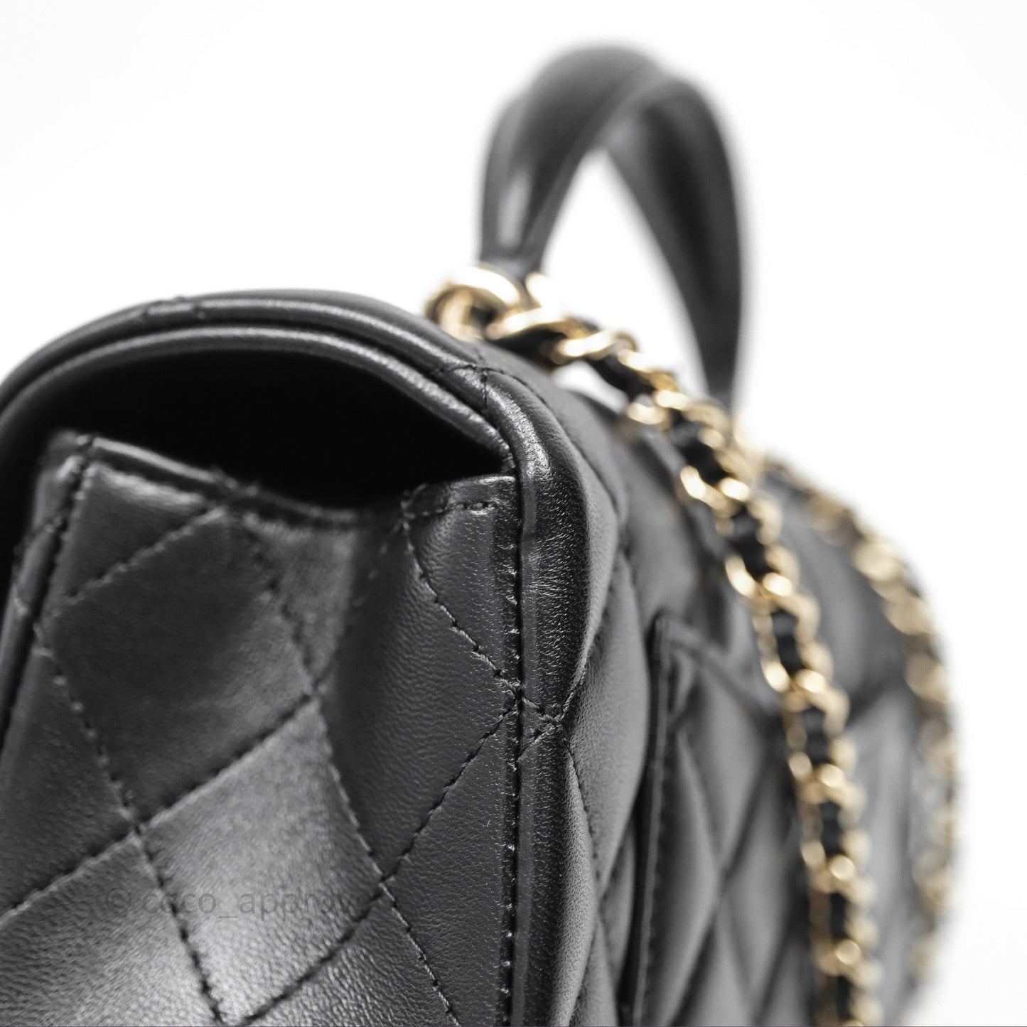 Chanel Top Handle Mini Rectangular Flap Bag Black Lambskin Gold Hardware