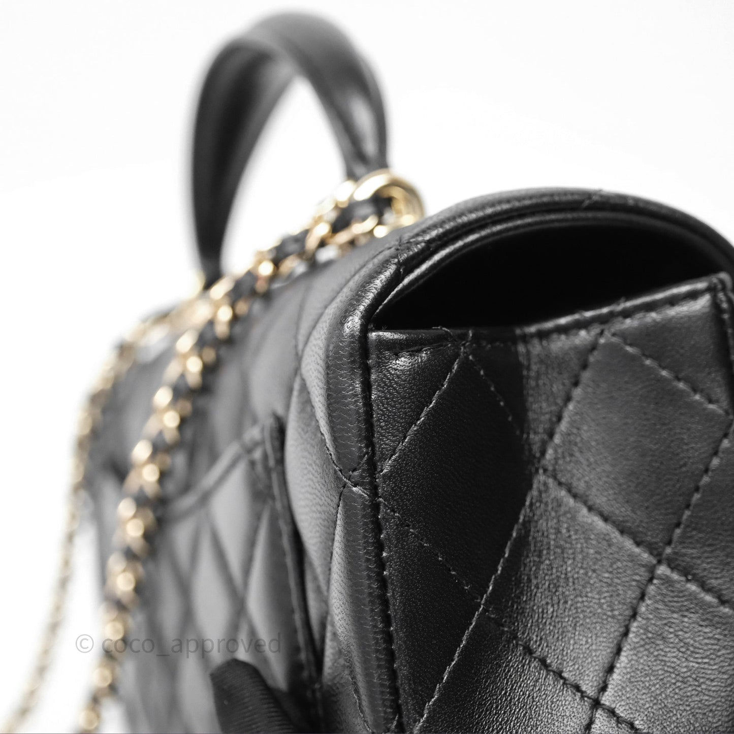 Chanel Top Handle Mini Rectangular Flap Bag Black Lambskin Gold Hardware
