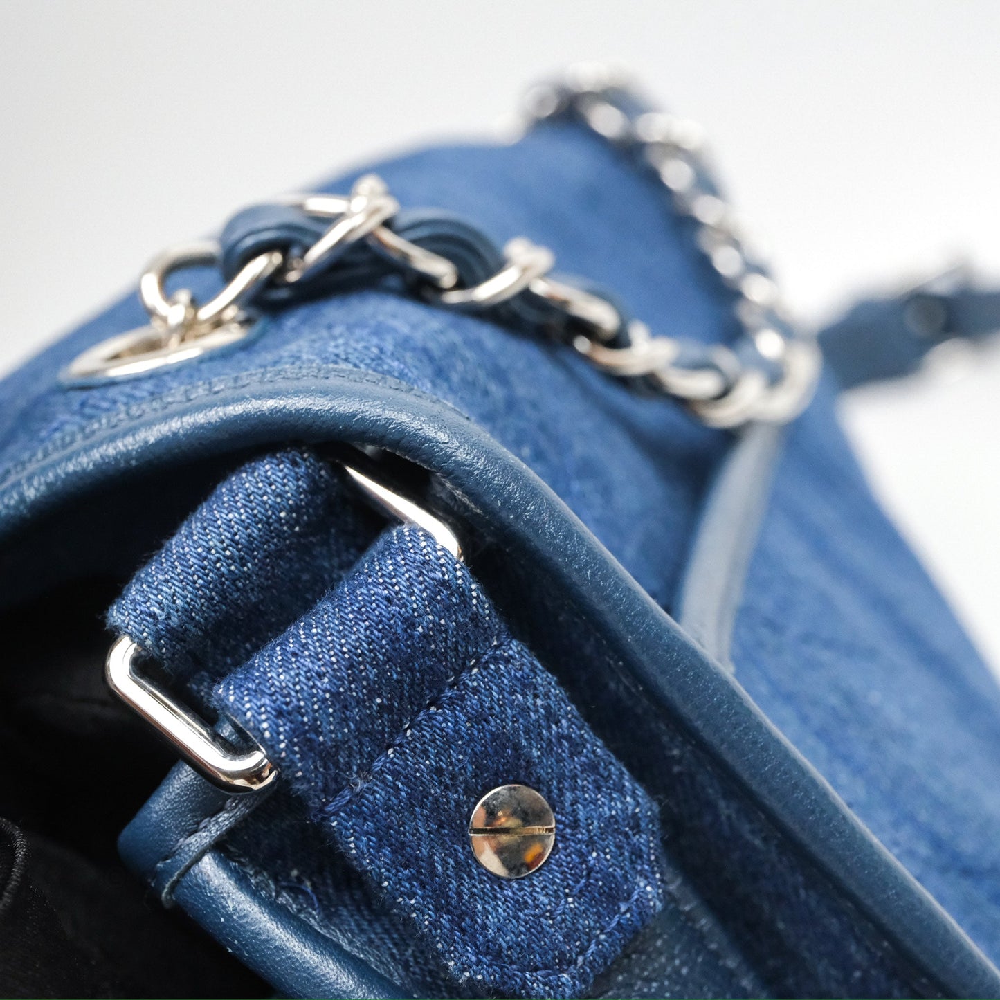 Chanel Denim Flap Bag Sliver Hardware
