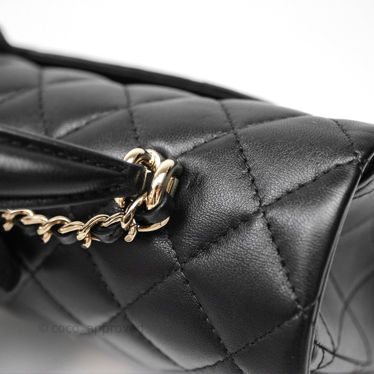 Chanel Top Handle Mini Rectangular Flap Bag Black Lambskin Gold Hardware